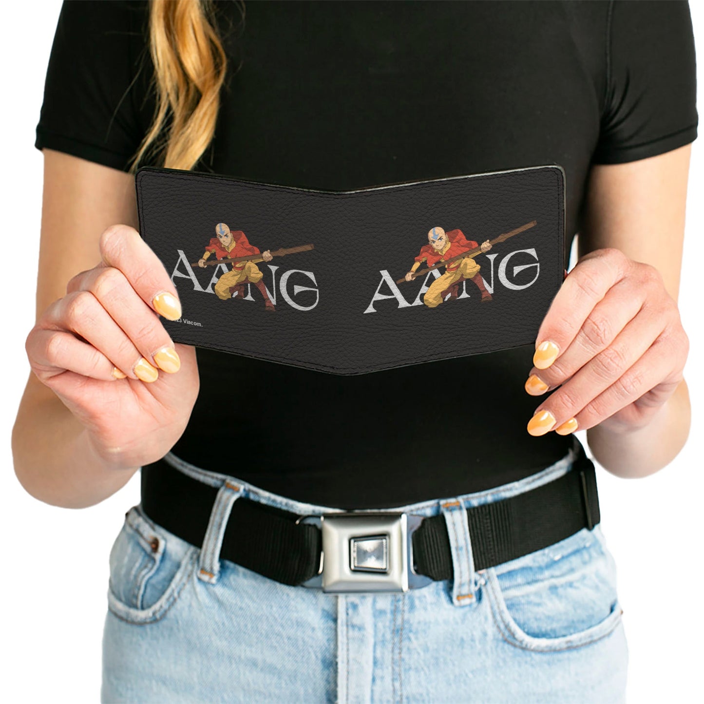 Bi-Fold Wallet - Avatar Last Airbender AANG Airbender Staff Pose Black/White