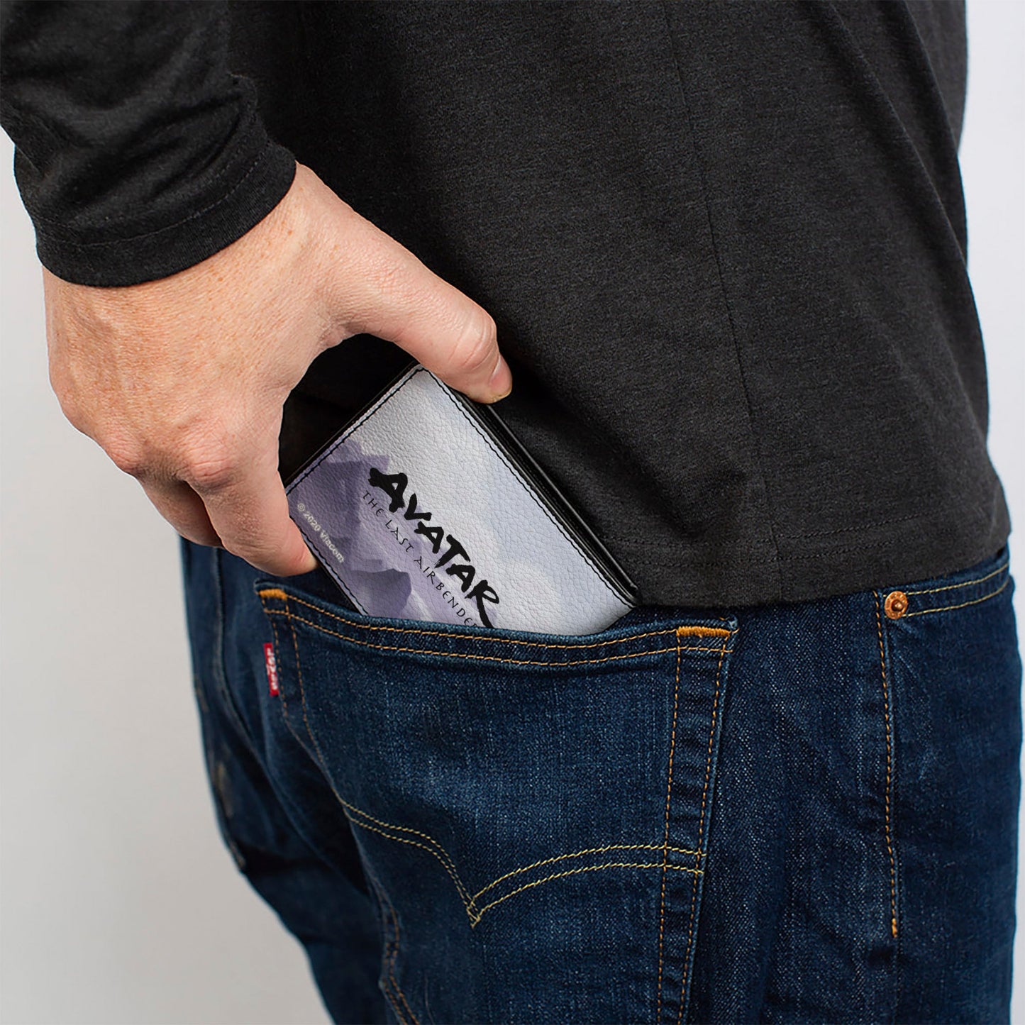 Bi-Fold Wallet - Avatar the Last Airbender Appa Carrying 4-Character Group Scene Over Mountains + Logo Grays Black