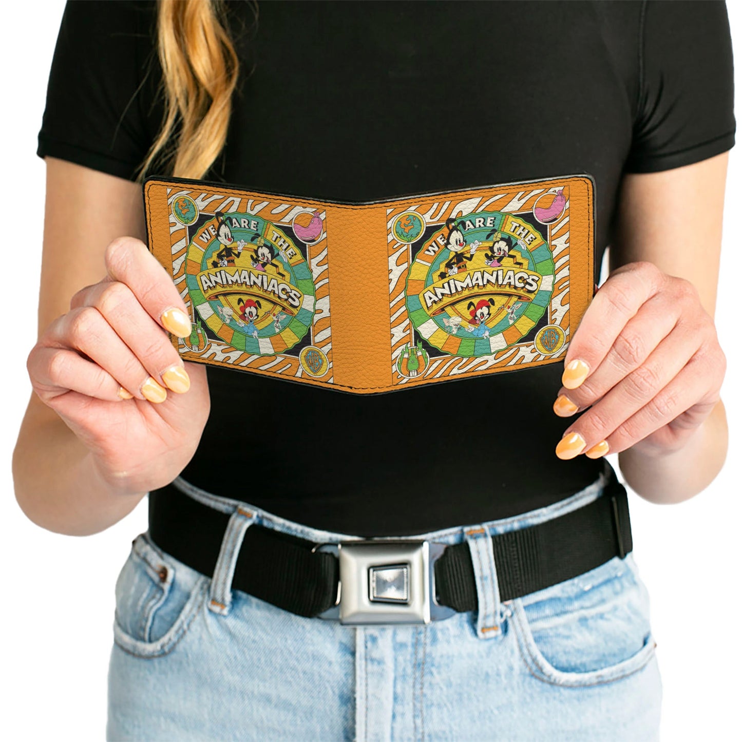 Bi-Fold Wallet - Animaniacs WE ARE THE ANIMANIACS Group Pose Orange White