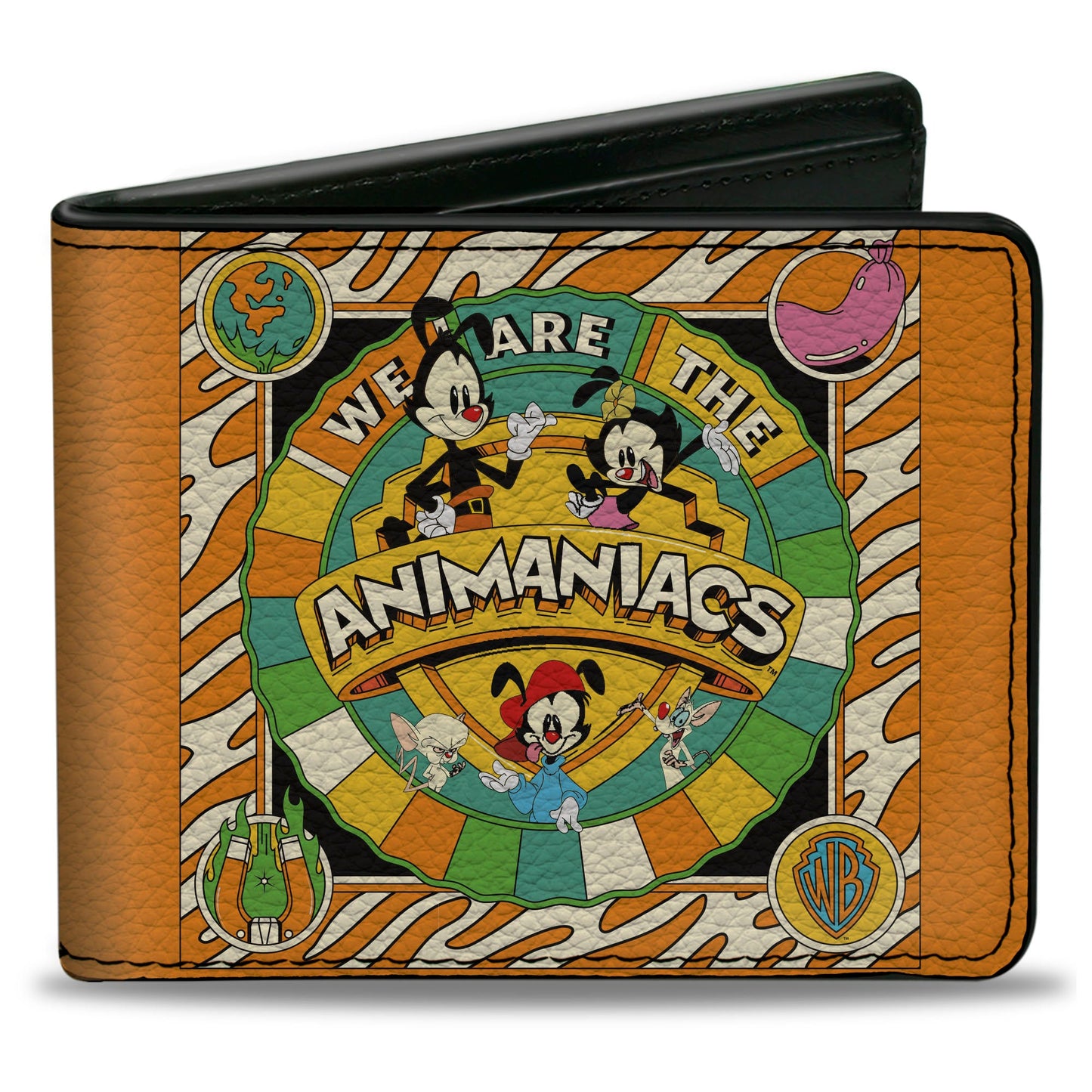 Bi-Fold Wallet - Animaniacs WE ARE THE ANIMANIACS Group Pose Orange White