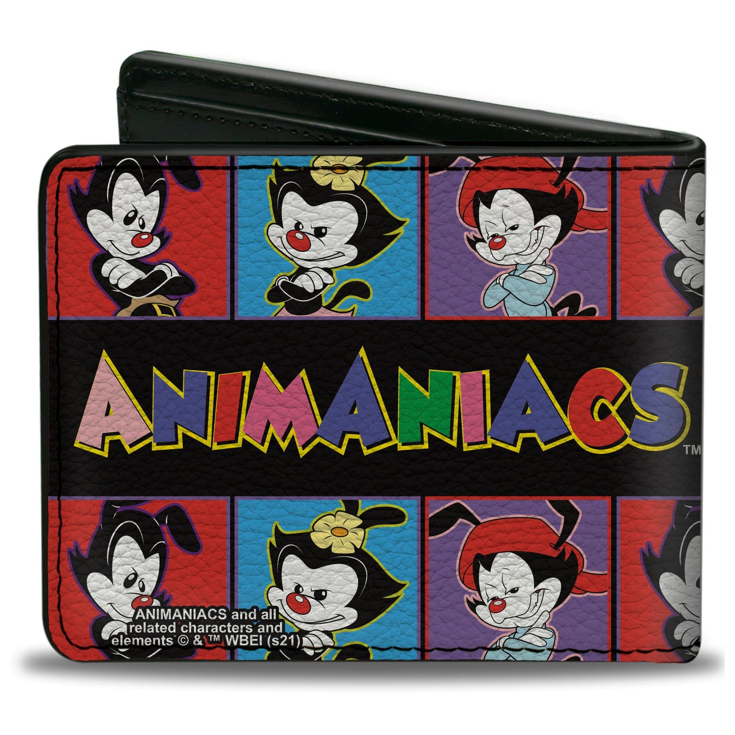 Bi-Fold Wallet - Animaniacs Yakko Wakko and Dot Block Poses Black/Multi Color