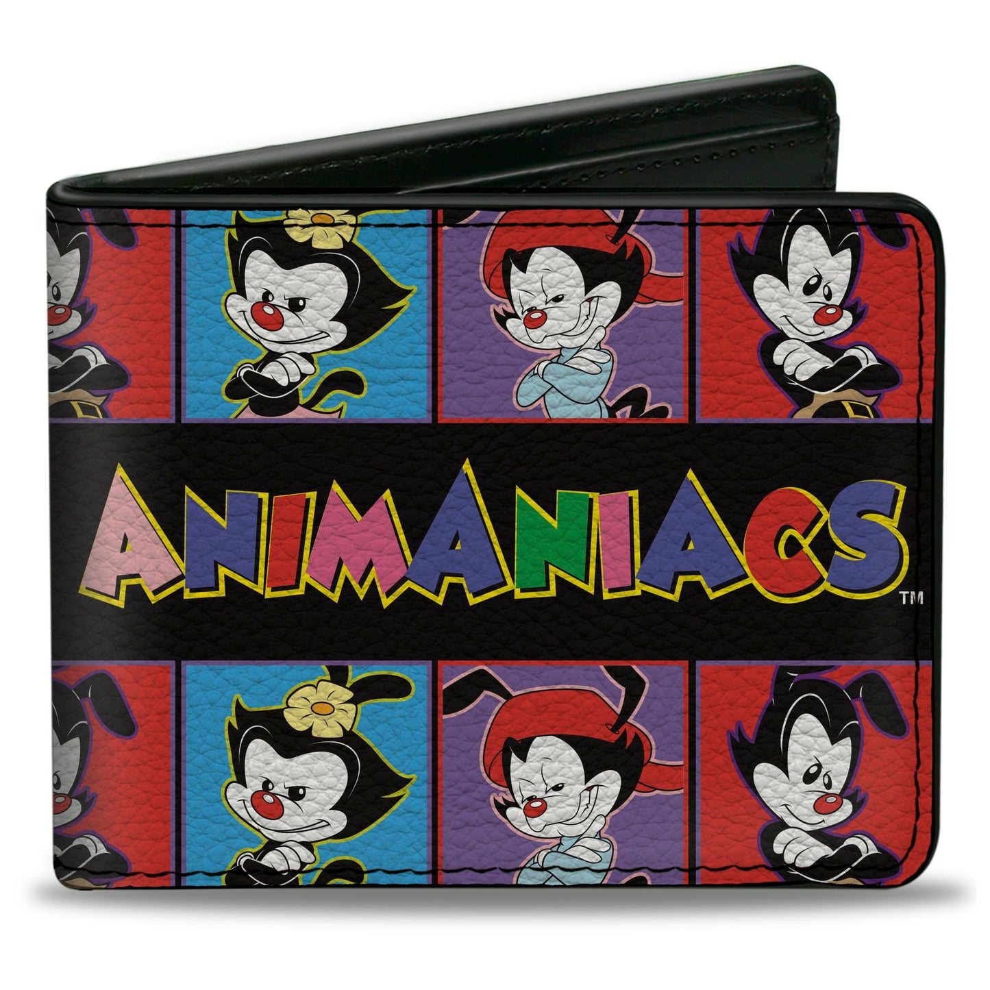 Bi-Fold Wallet - Animaniacs Yakko Wakko and Dot Block Poses Black/Multi Color