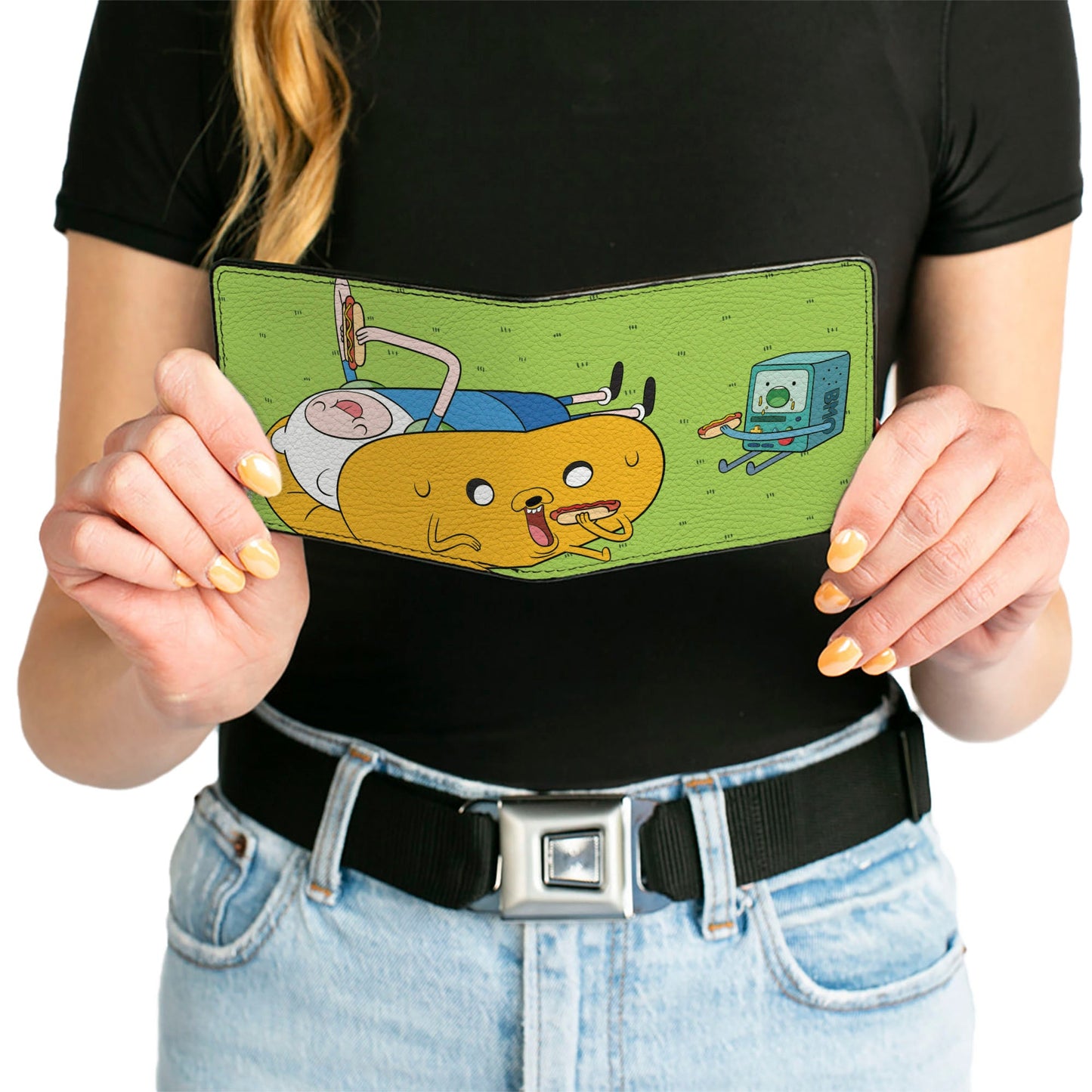 Bi-Fold Wallet - Adventure Time Jake Finn and BMO Hot Dog Picnic Scene