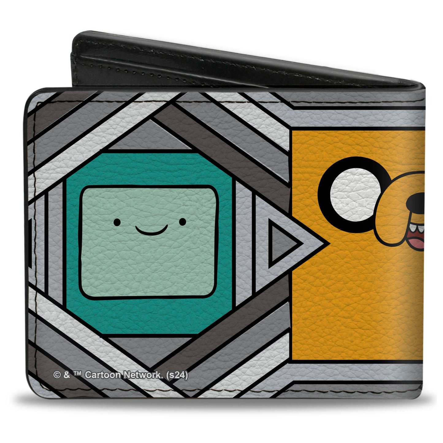Bi-Fold Wallet - Adventure Time Jake Finn and BMO Pose Blocks Grays