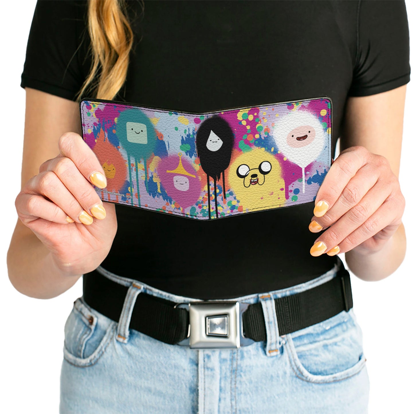 Bi-Fold Wallet - Adventure Time Characters Spray Paint Expressions Multi Color