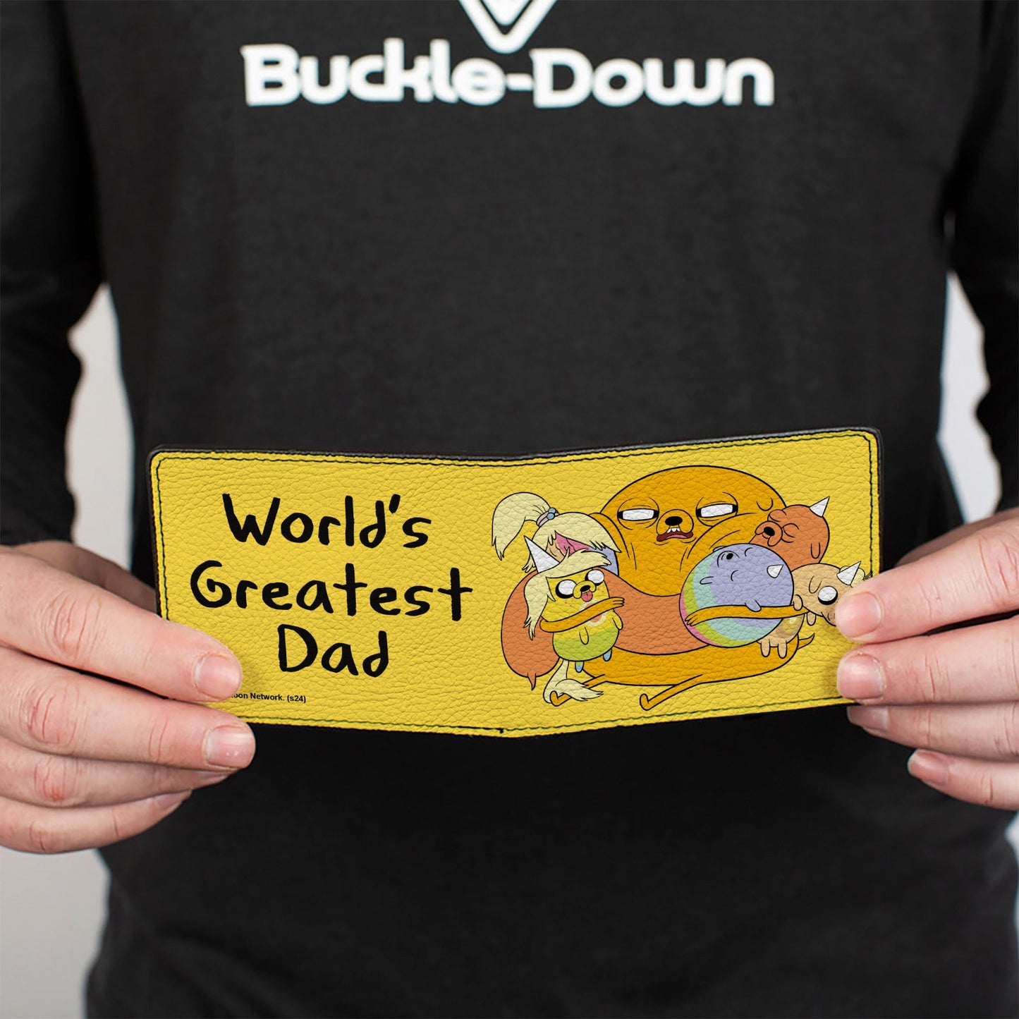 Bi-Fold Wallet - Adventure Time Jake and Pups WORLD'S GREATEST DAD Pose Yellow