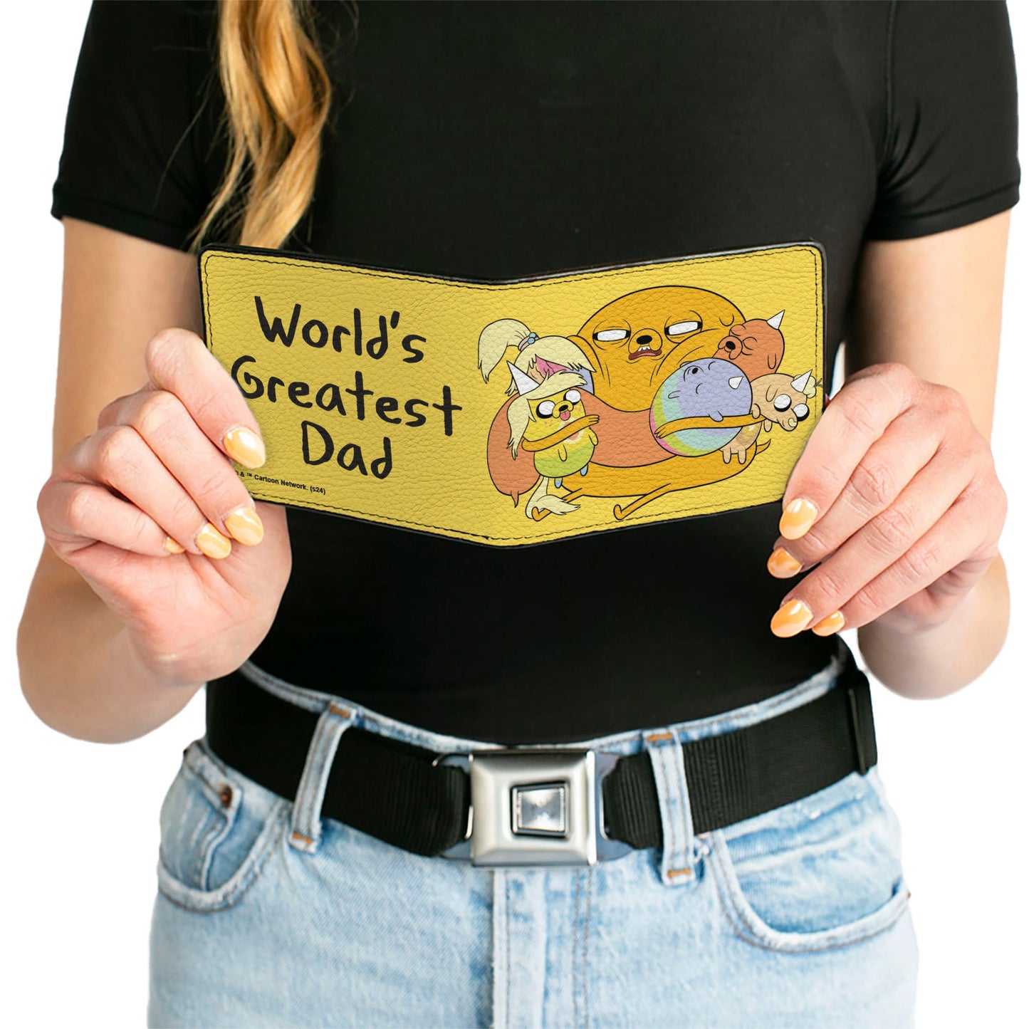 Bi-Fold Wallet - Adventure Time Jake and Pups WORLD'S GREATEST DAD Pose Yellow