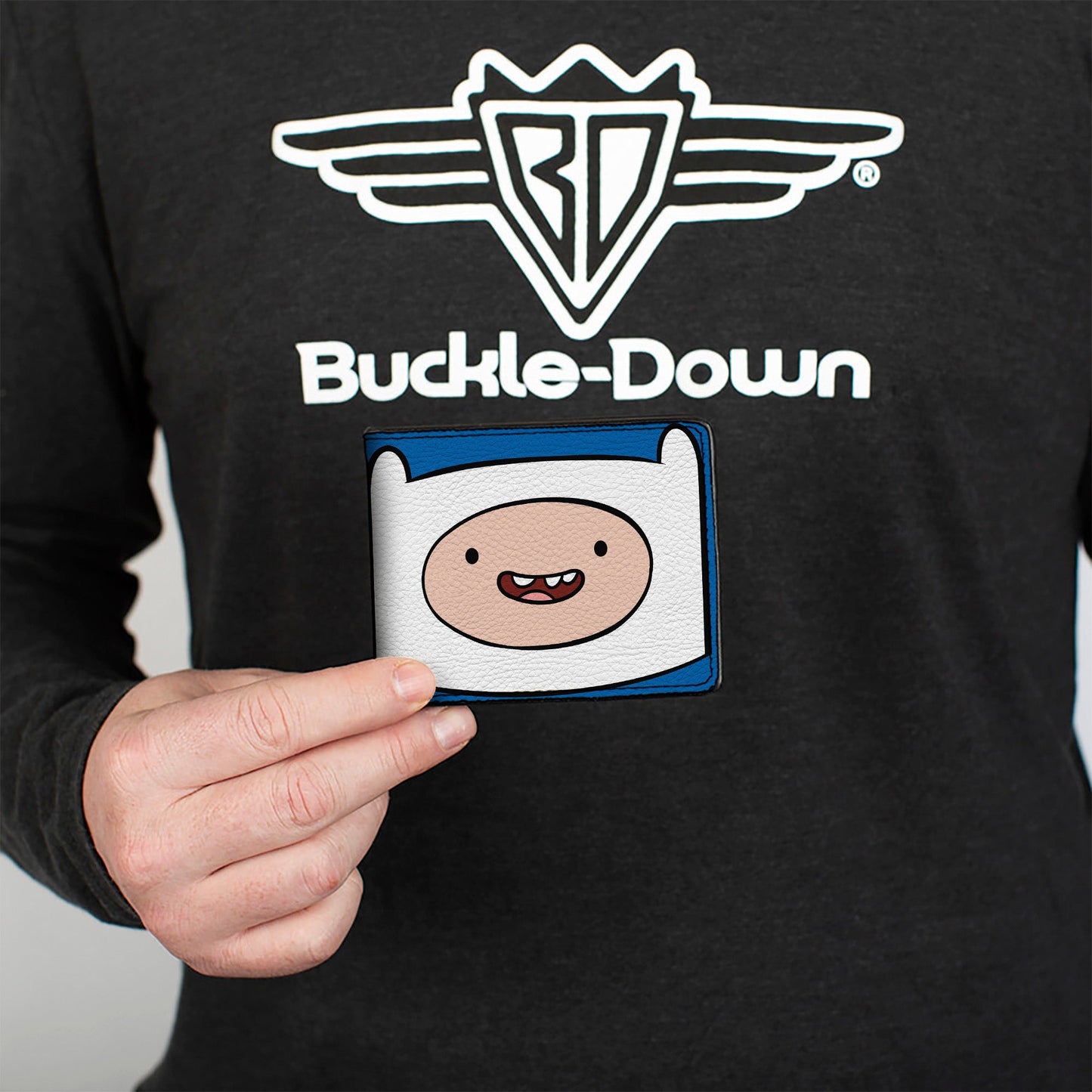 Bi-Fold Wallet - ADVENTURE TIME Title Logo and Finn Smiling Face Blue