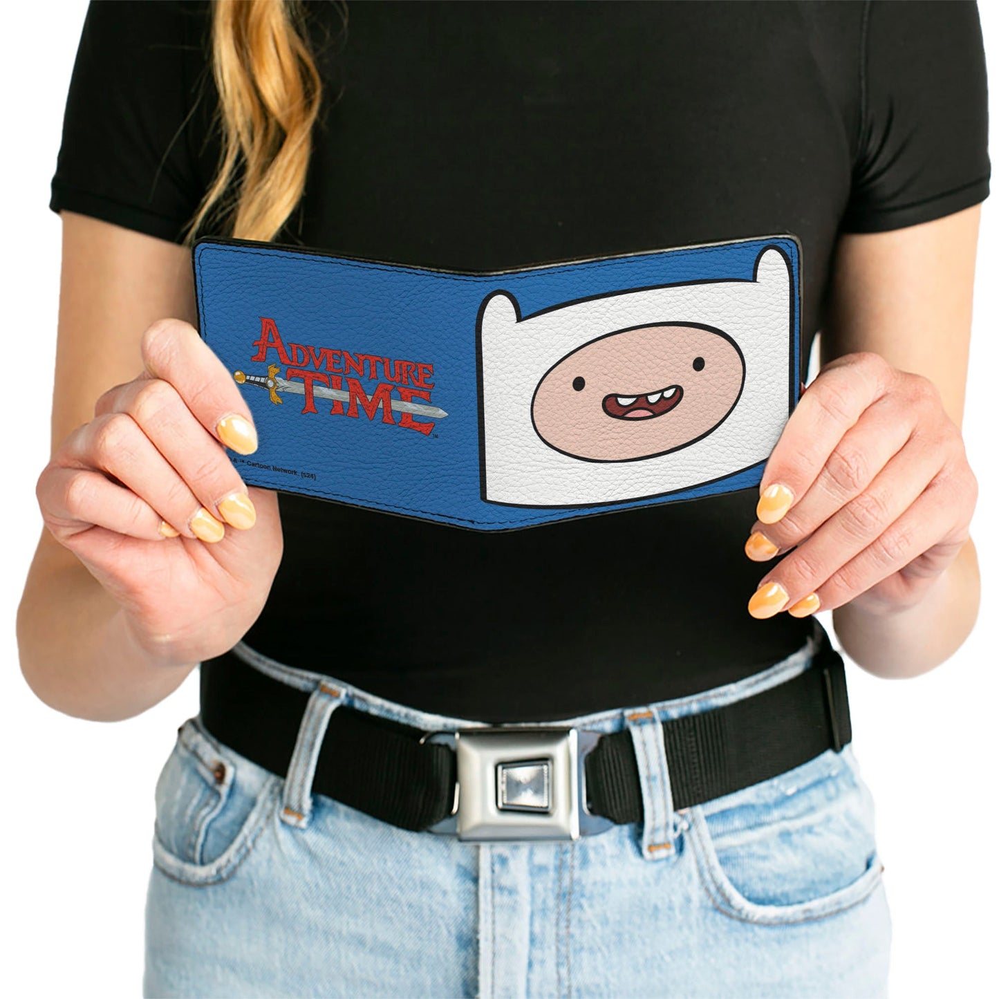 Bi-Fold Wallet - ADVENTURE TIME Title Logo and Finn Smiling Face Blue