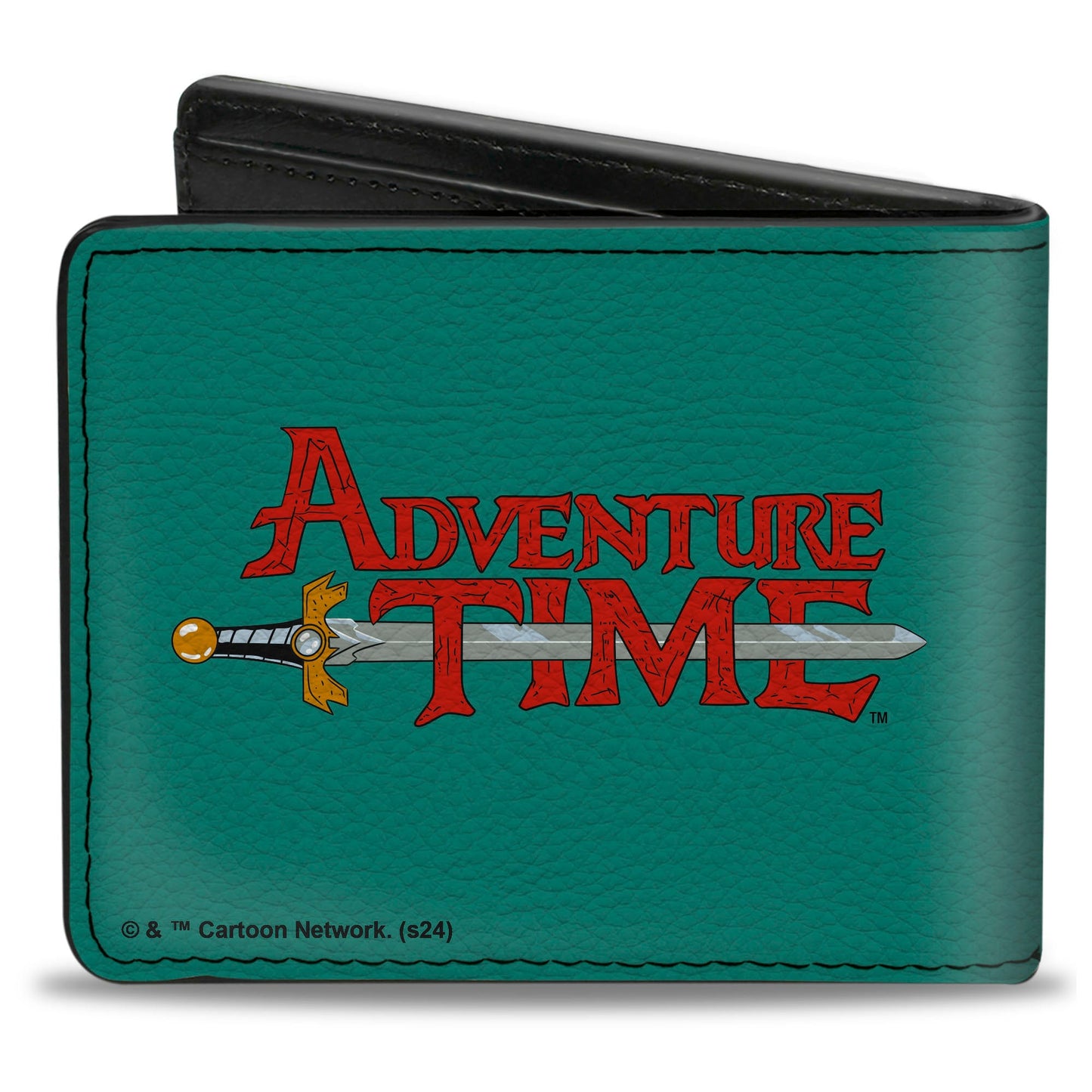 Bi-Fold Wallet - ADVENTURE TIME Title Logo and BMO Smiling Face Teal
