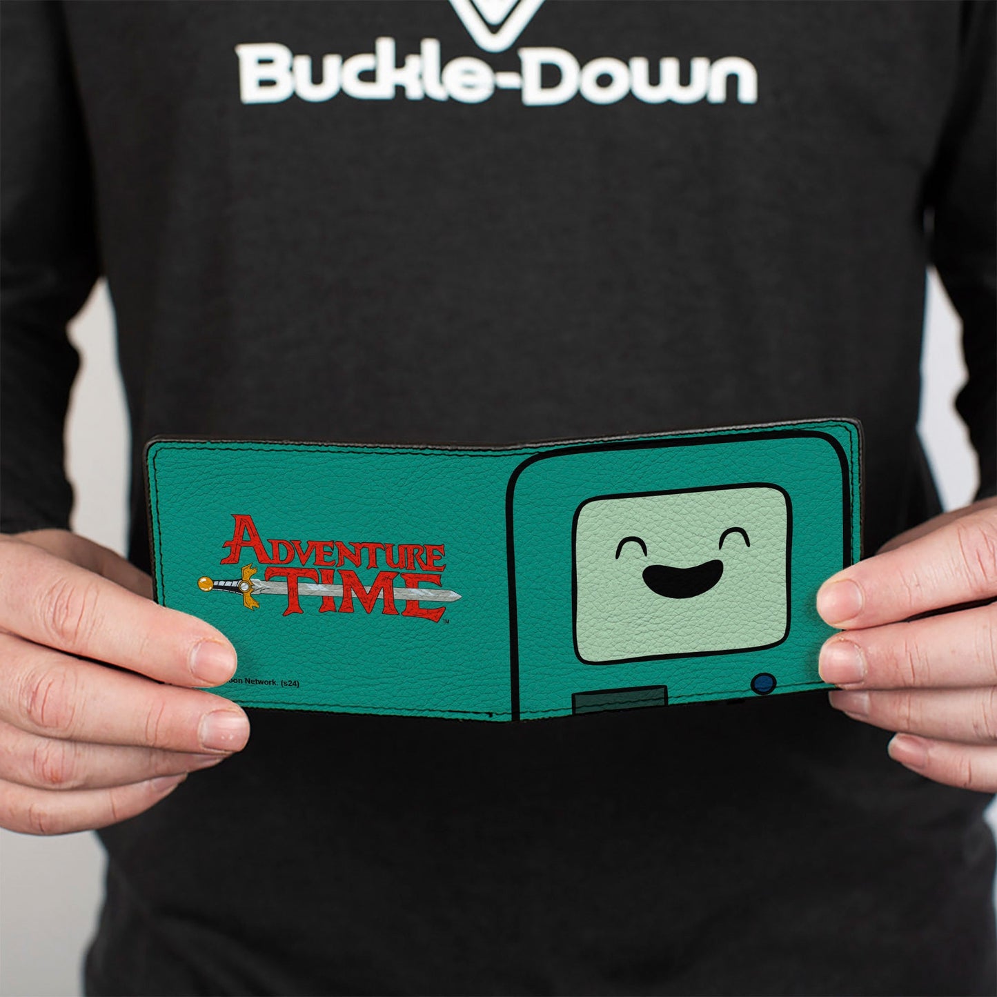 Bi-Fold Wallet - ADVENTURE TIME Title Logo and BMO Smiling Face Teal