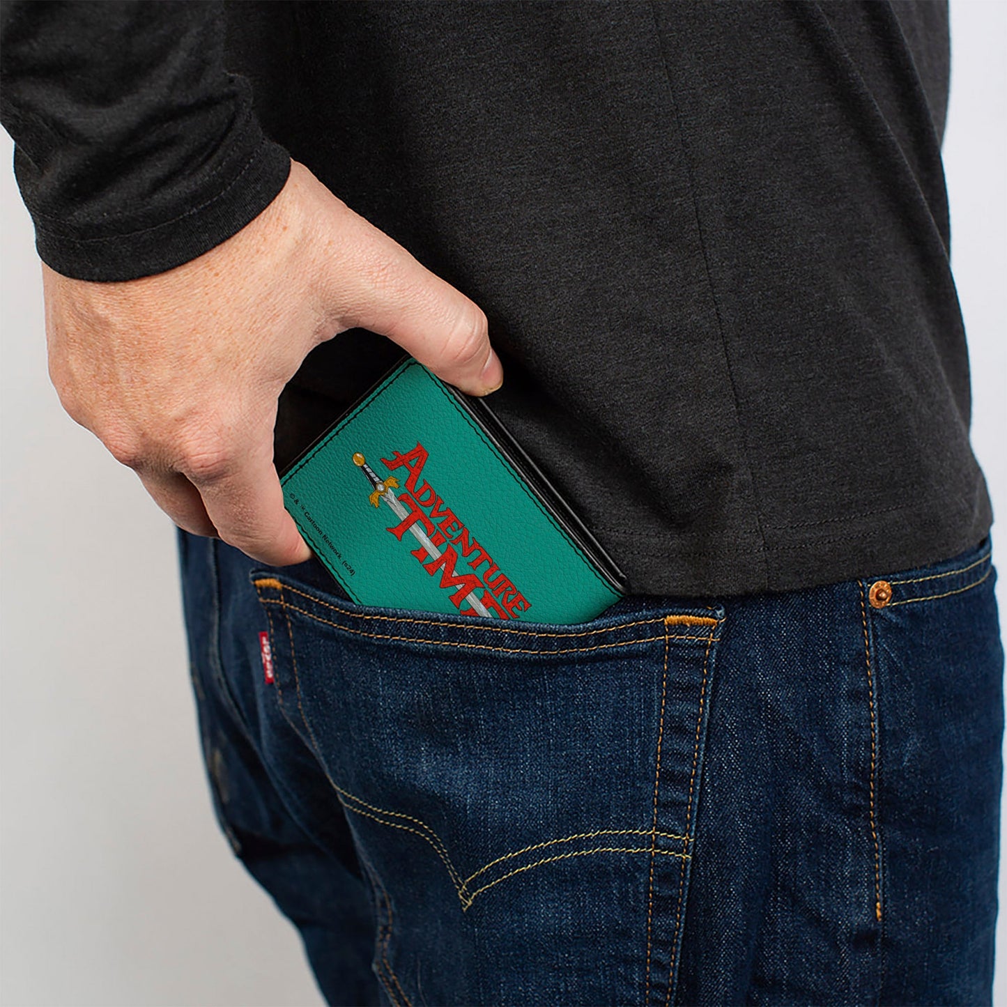 Bi-Fold Wallet - ADVENTURE TIME Title Logo and BMO Smiling Face Teal