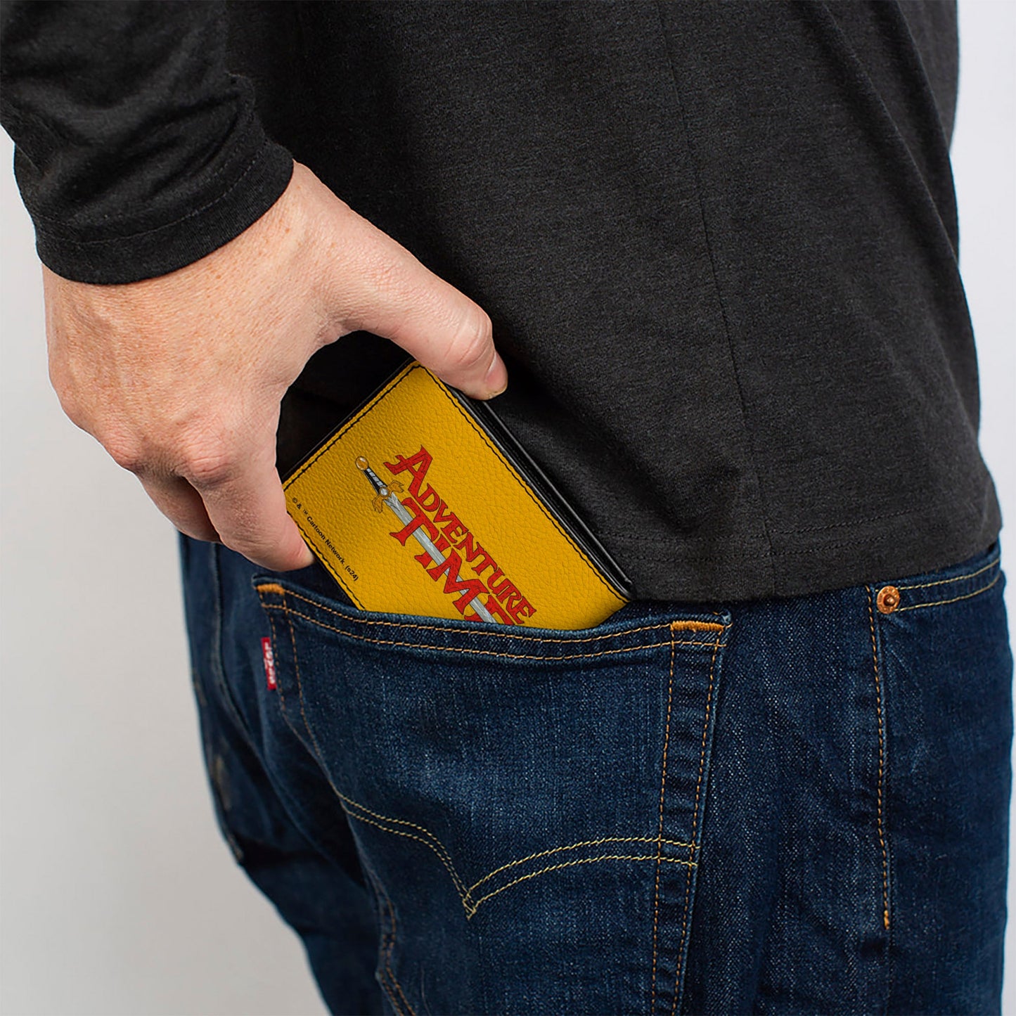 Bi-Fold Wallet - ADVENTURE TIME Title Logo and Jake Face Yellow