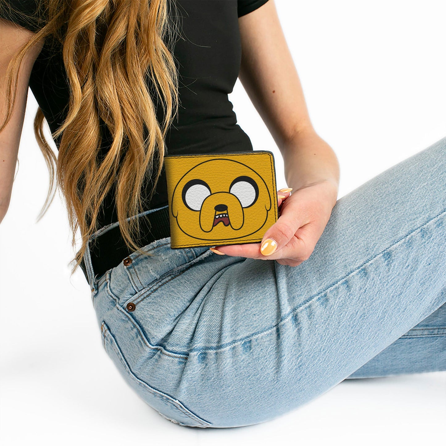 Bi-Fold Wallet - ADVENTURE TIME Title Logo and Jake Face Yellow