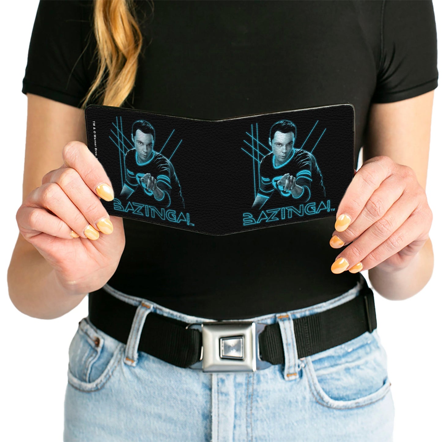 Bi-Fold Wallet -Sheldon BAZINGA! Black Blue Glow