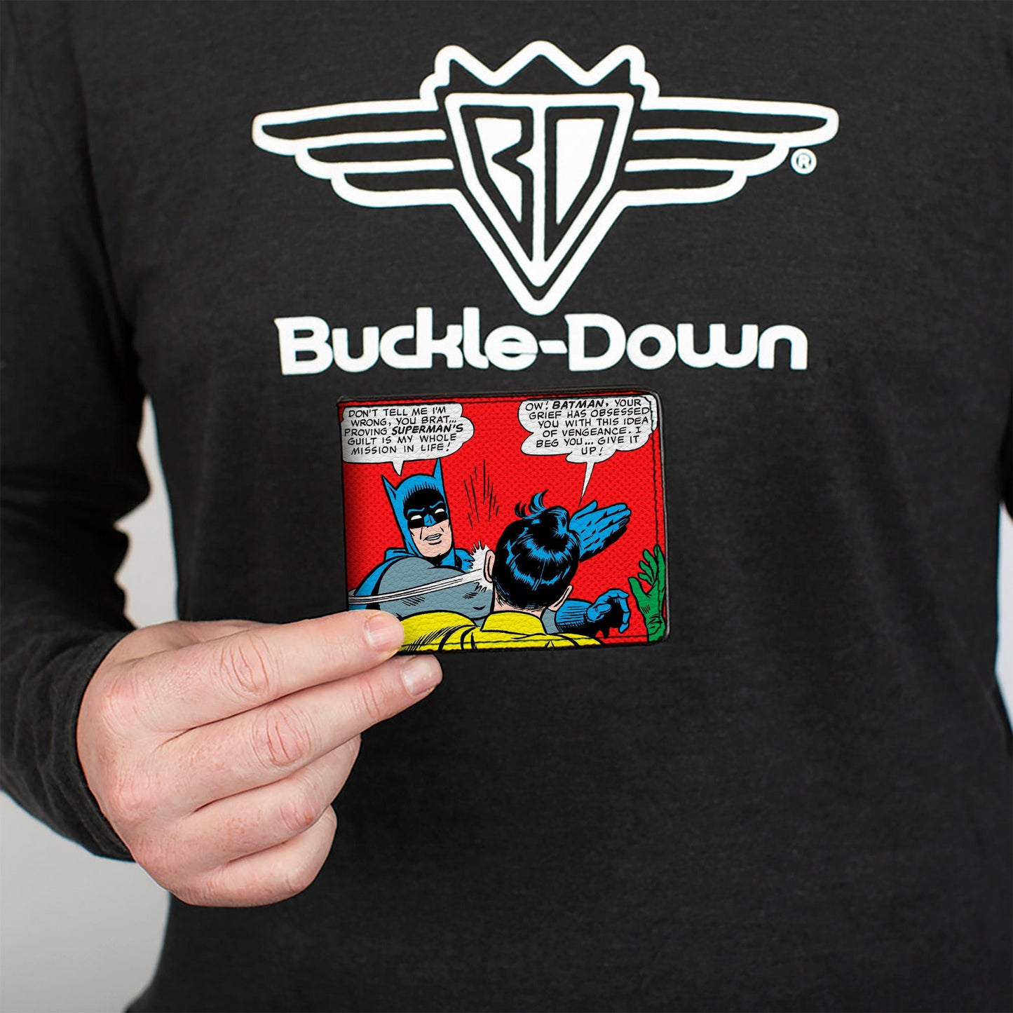 Bi-Fold Wallet - Batman Slapping Robin Scene Halftone Reds