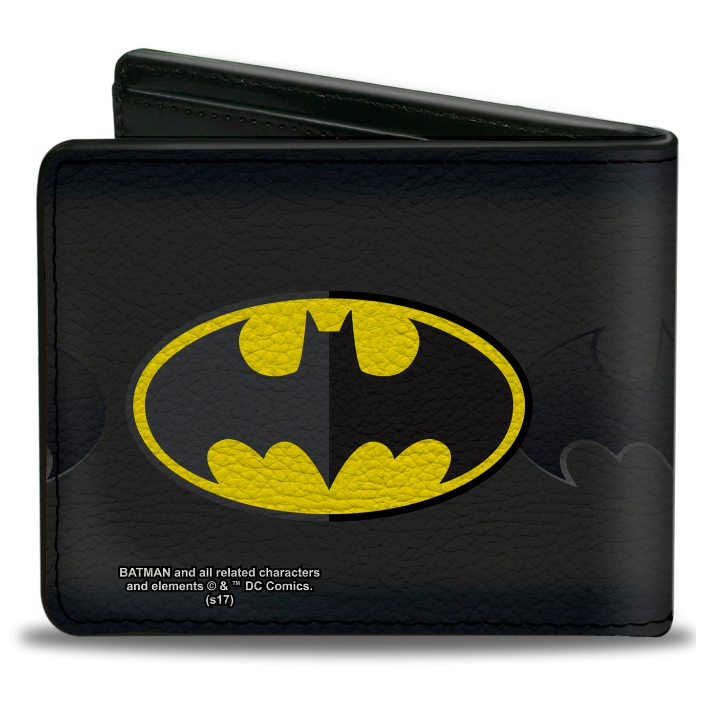 Bi-Fold Wallet - Batman Icon Centered Bat Signal Stripe Black Yellow Grays