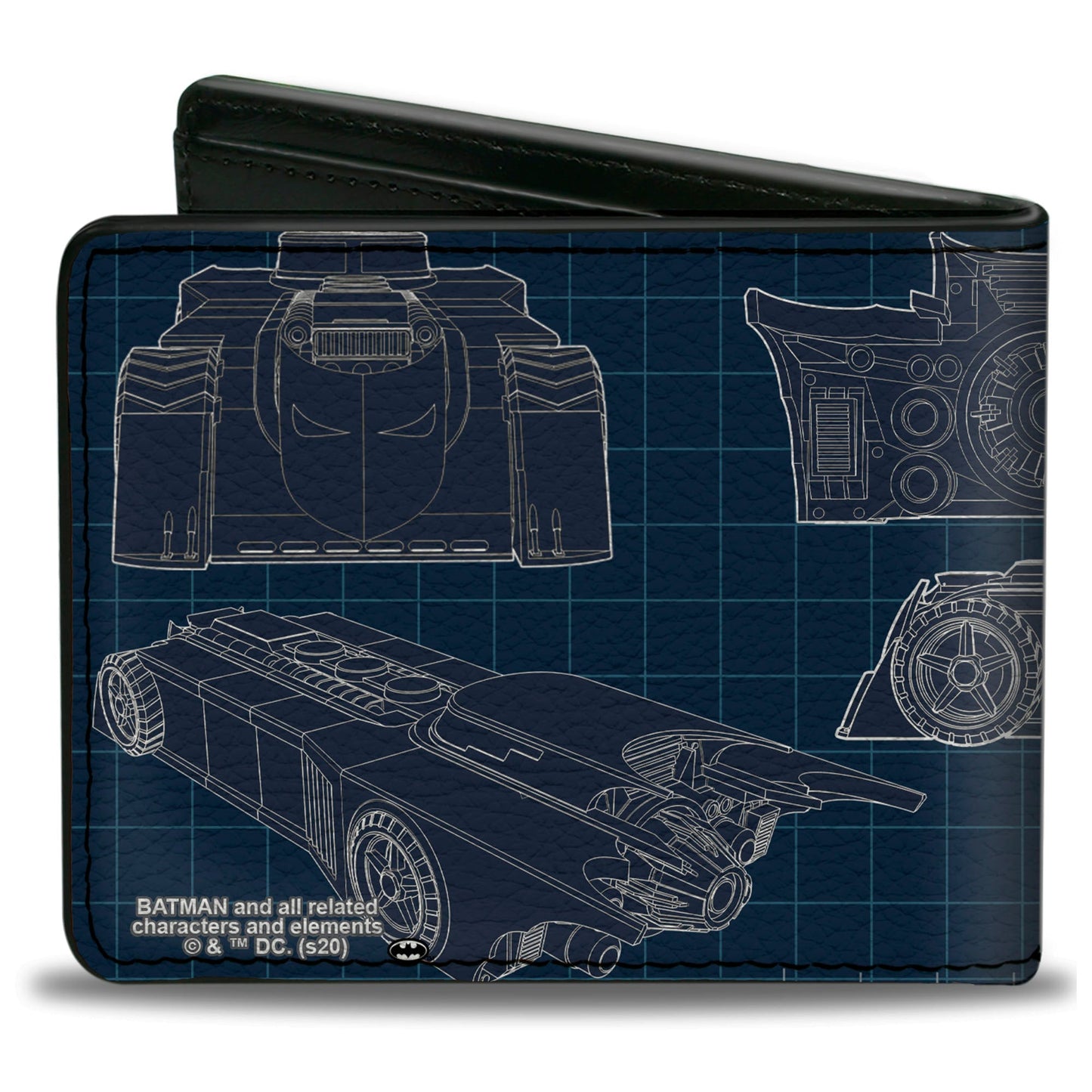 Bi-Fold Wallet - Batman Batmobile Blueprint Tech Turns Blues White