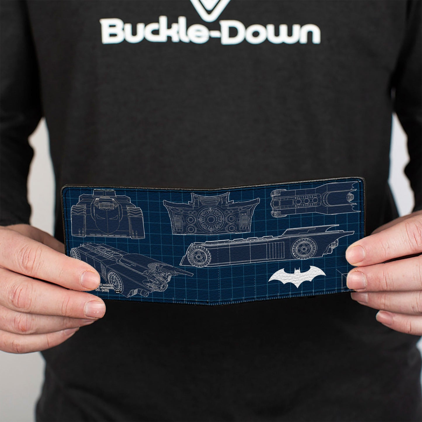 Bi-Fold Wallet - Batman Batmobile Blueprint Tech Turns Blues White