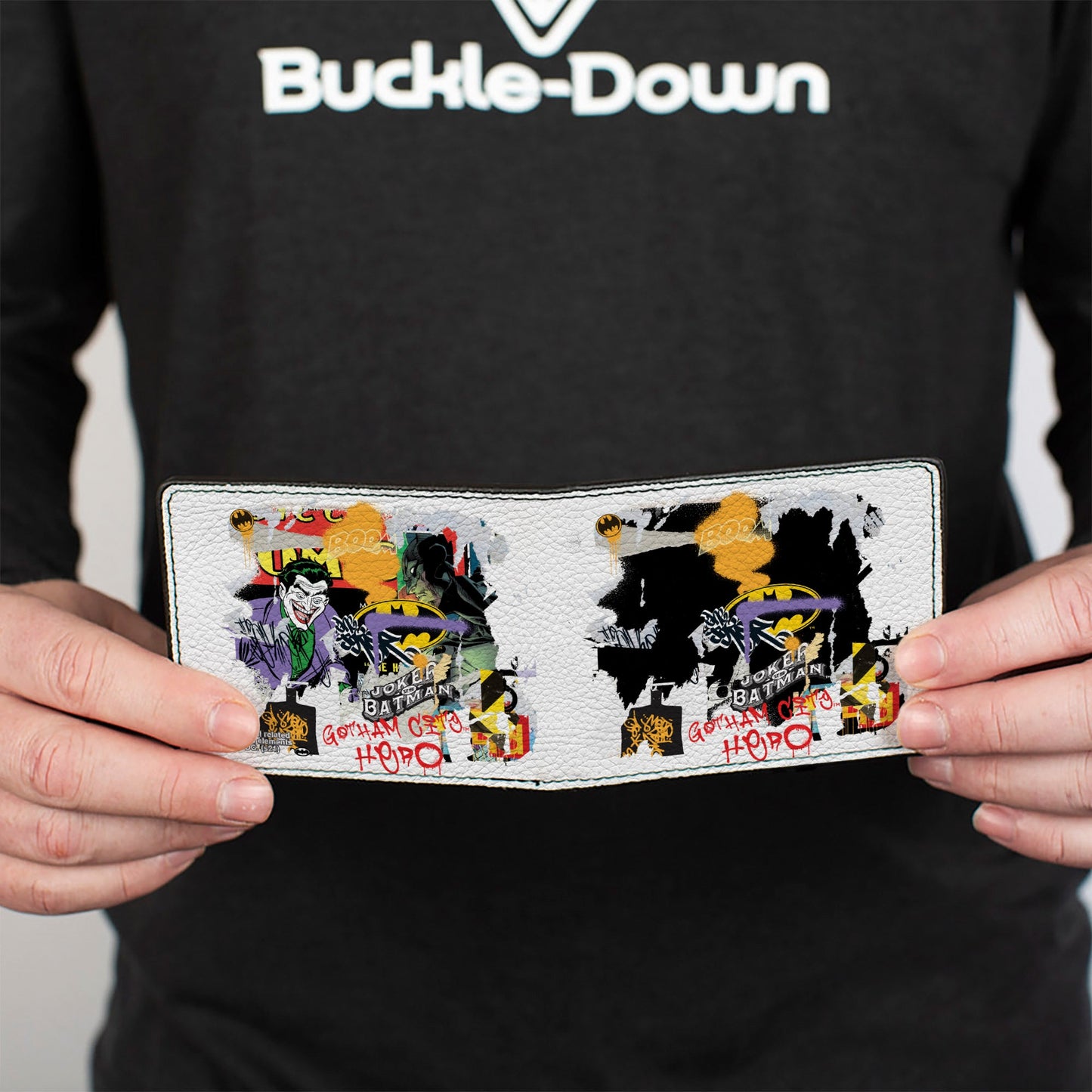 Bi-Fold Wallet - Batman Vs Joker Graffiti Collage White Grays Multi Color