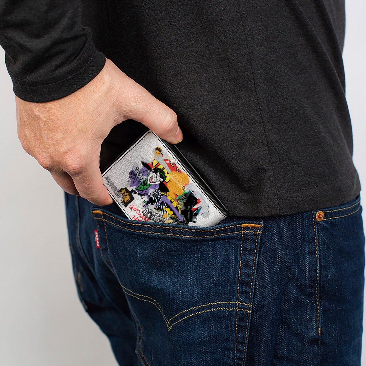 Bi-Fold Wallet - Batman Vs Joker Graffiti Collage White Grays Multi Color