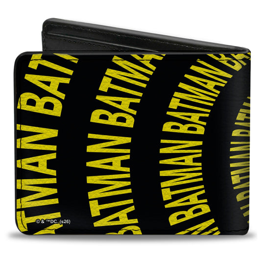 Bi-Fold Wallet - BATMAN Text Tunnel Black/Yellow