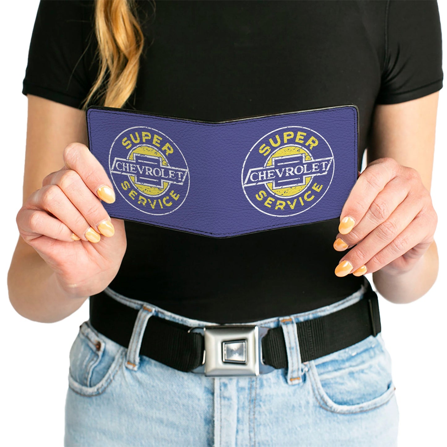 Bi-Fold Wallet - CHEVROLET SUPER SERVICE Logo Blue White Yellow
