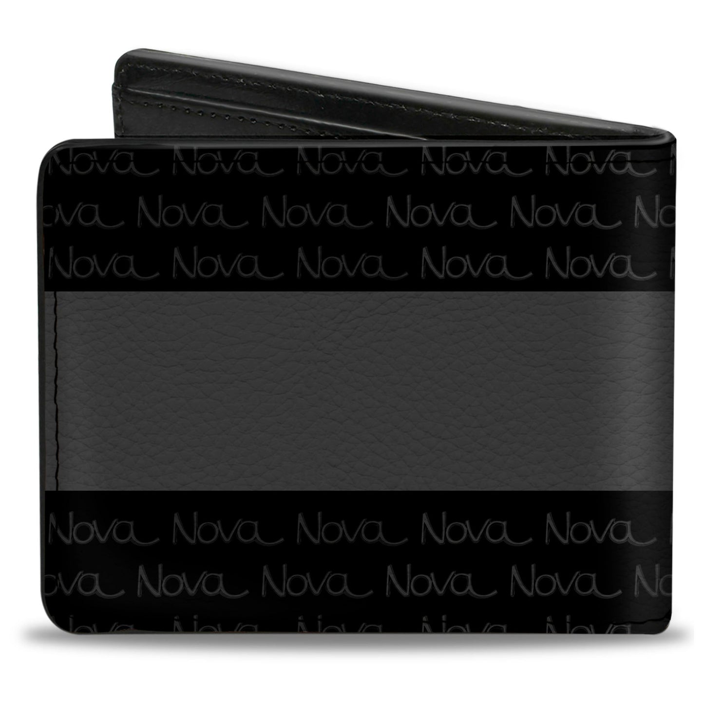 Bi-Fold Wallet - 1968-72 NOVA Script Emblem Stripe Repeat Black Gray Silver