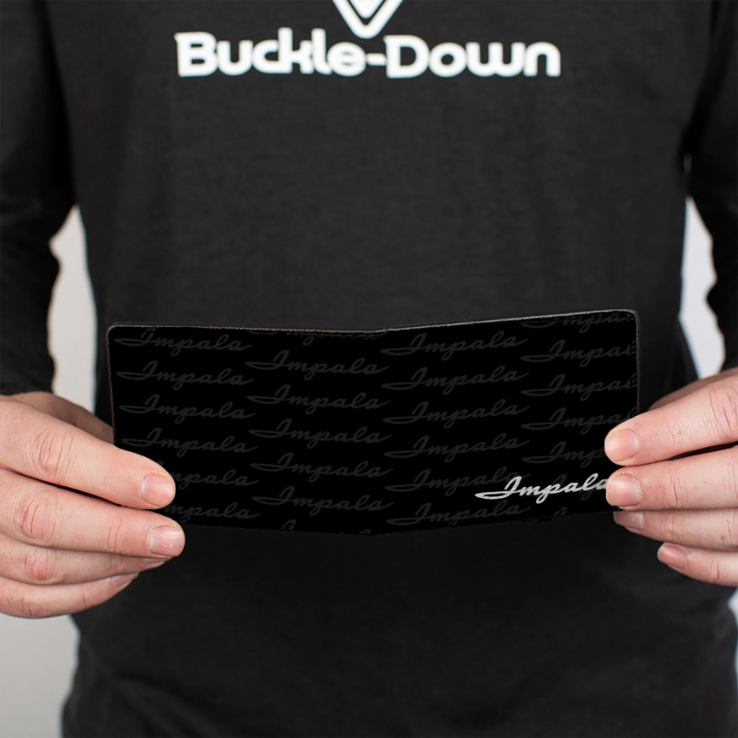 Bi-Fold Wallet - 1962 IMPALA Script Emblem Repeat Black Silver