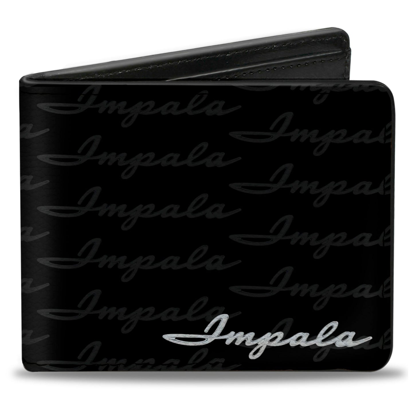 Bi-Fold Wallet - 1962 IMPALA Script Emblem Repeat Black Silver