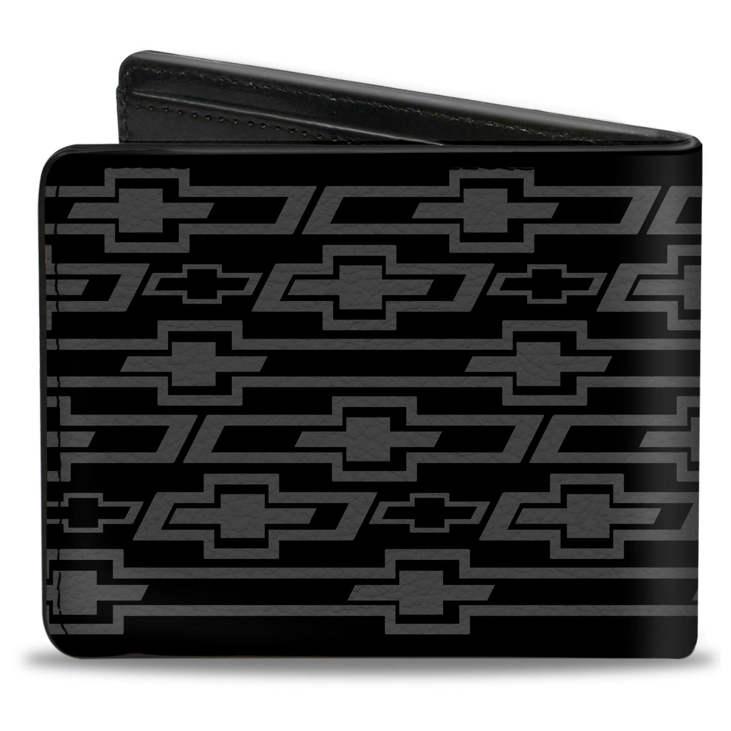 Bi-Fold Wallet - Retro Chevy Bowtie Diagonal Monogram Black Gray