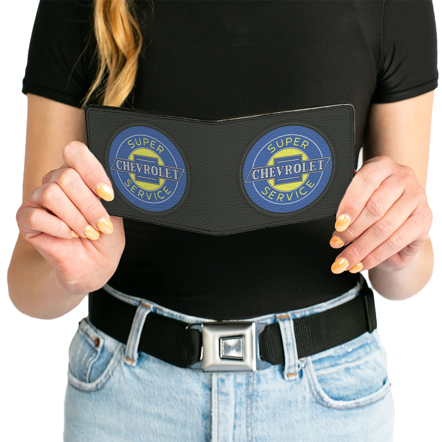 Bi-Fold Wallet - CHEVROLET SUPER SERVICE Logo Black Blue Yellow