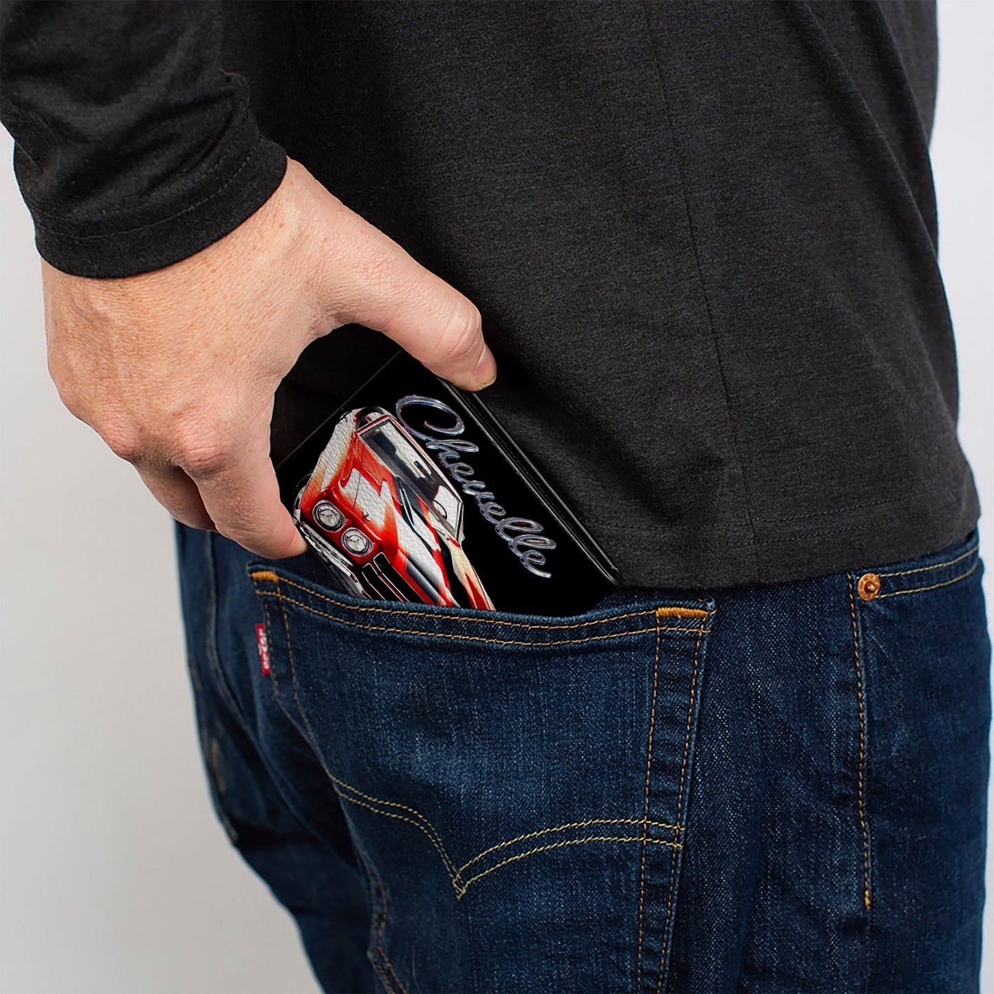 Bi-Fold Wallet - 1970 Chevrolet CHEVELLE Black Silver Red