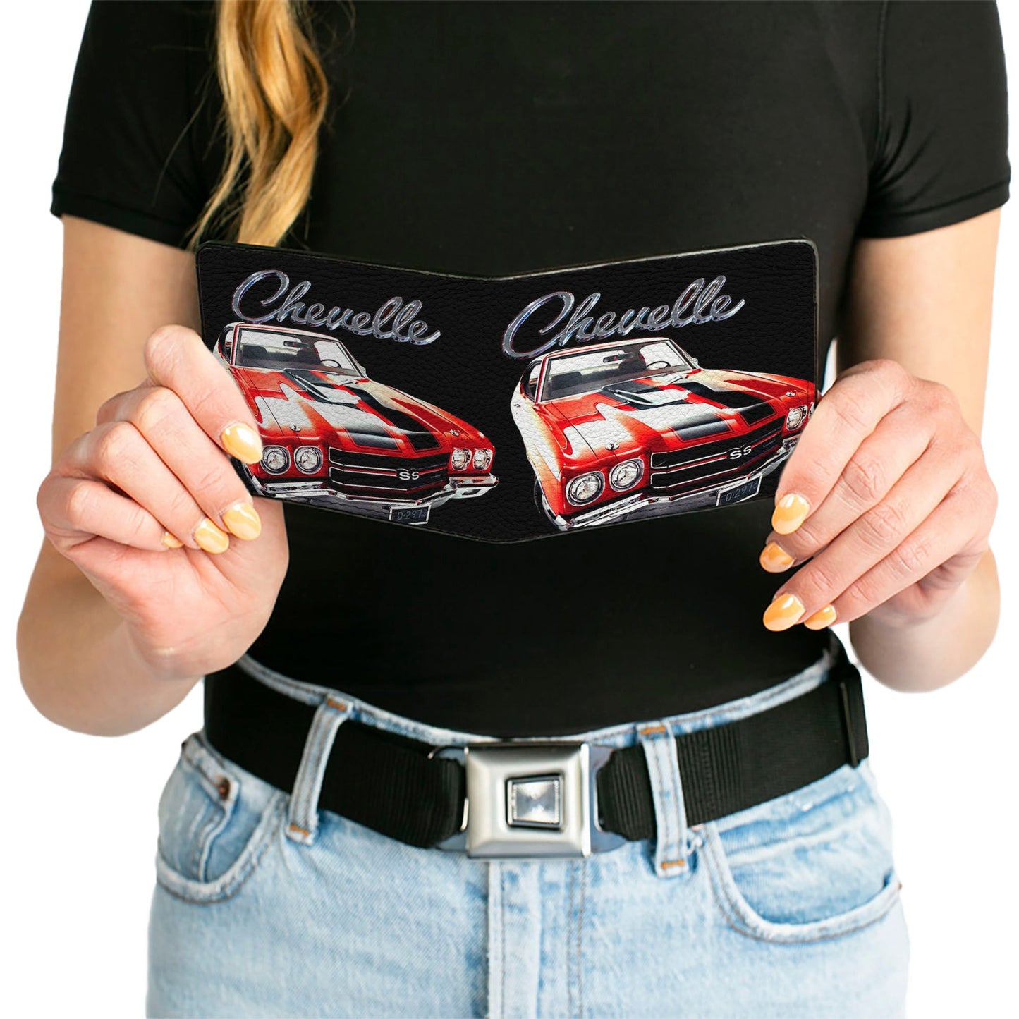 Bi-Fold Wallet - 1970 Chevrolet CHEVELLE Black Silver Red