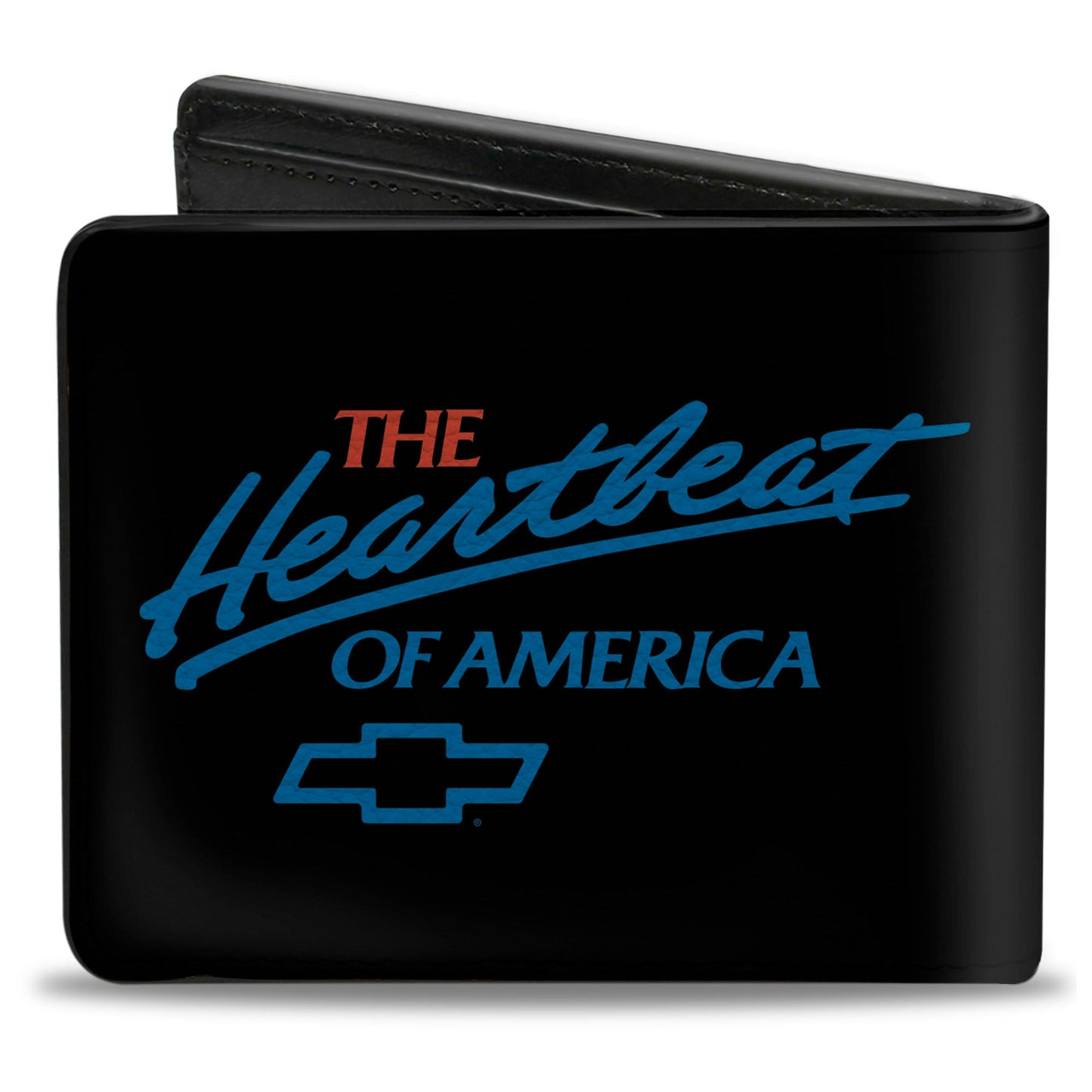 Bi-Fold Wallet - Chevy Bowtie THE HEARTBEAT OF AMERICA Black White Red Blue