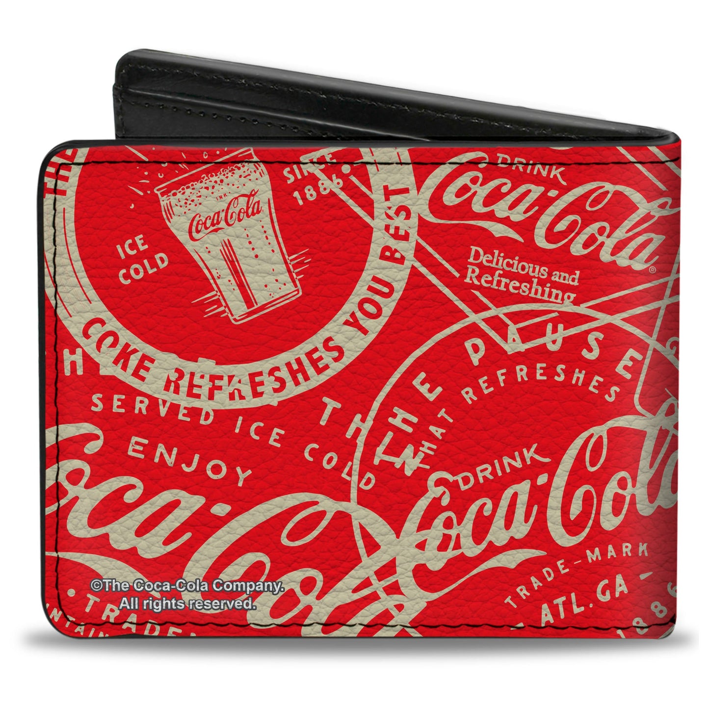Bi-Fold Wallet - Vintage Coca-Cola Coke Icons and Ad Logos Red/White