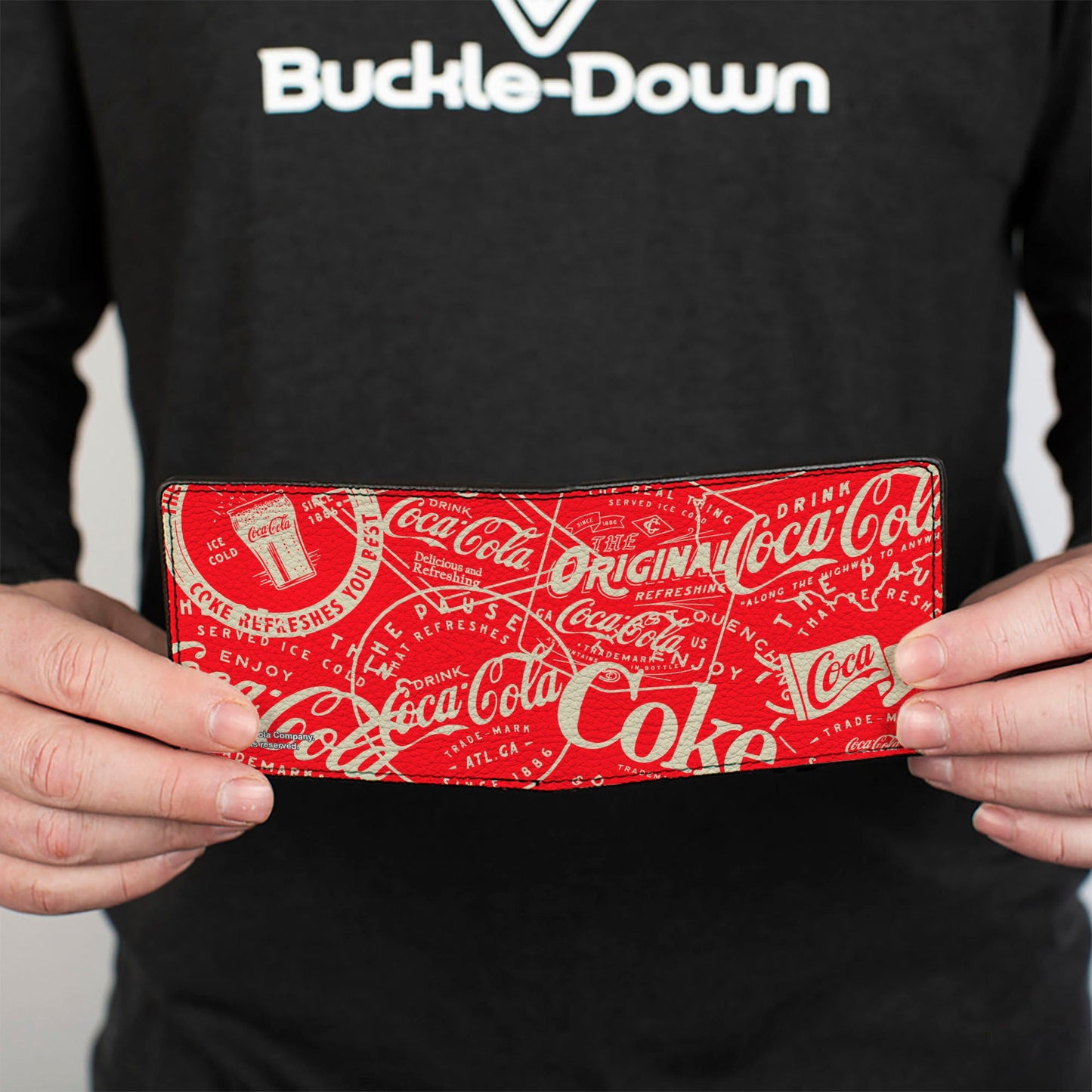 Bi-Fold Wallet - Vintage Coca-Cola Coke Icons and Ad Logos Red/White
