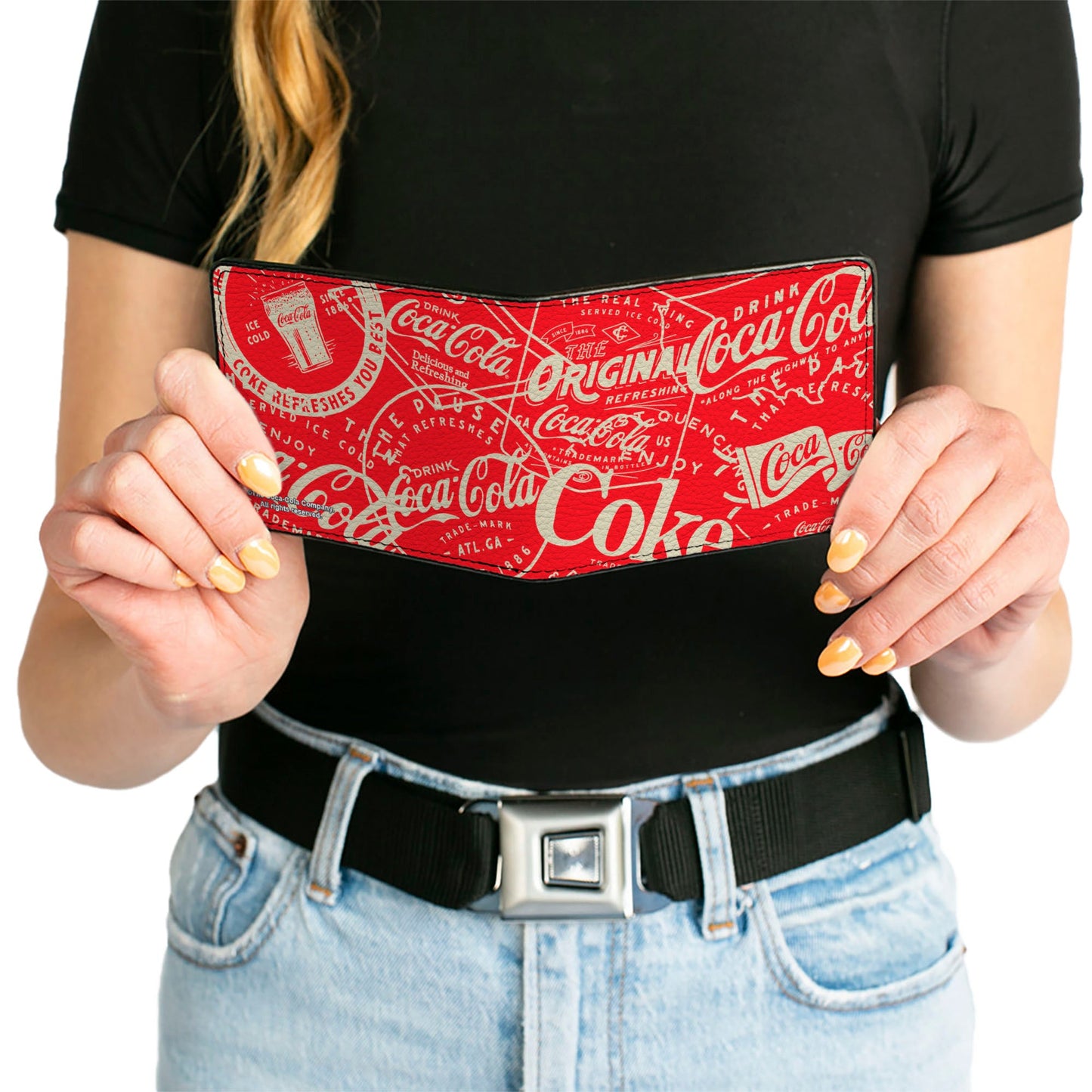Bi-Fold Wallet - Vintage Coca-Cola Coke Icons and Ad Logos Red/White