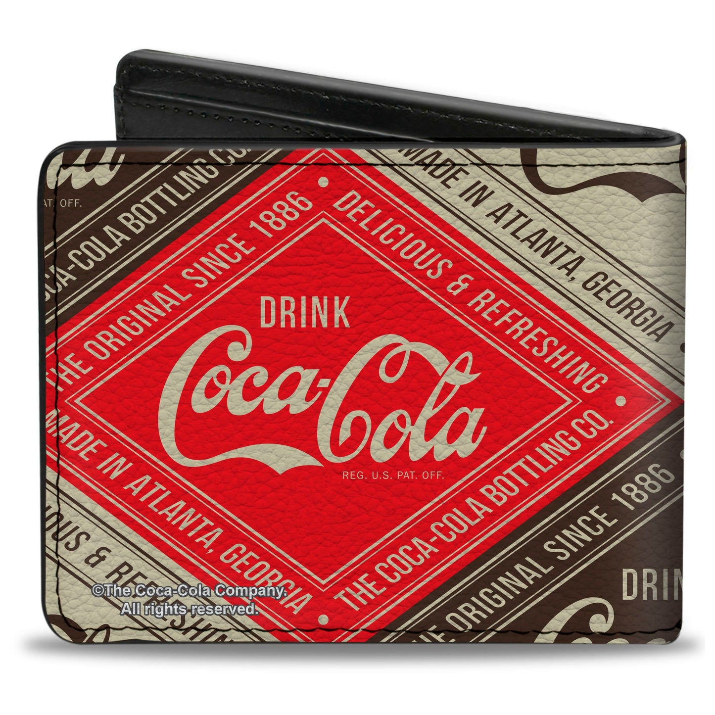 Bi-Fold Wallet - DRINK COCA-COLA DELICIOUS & REFRESHING Blocks Red/Brown/White