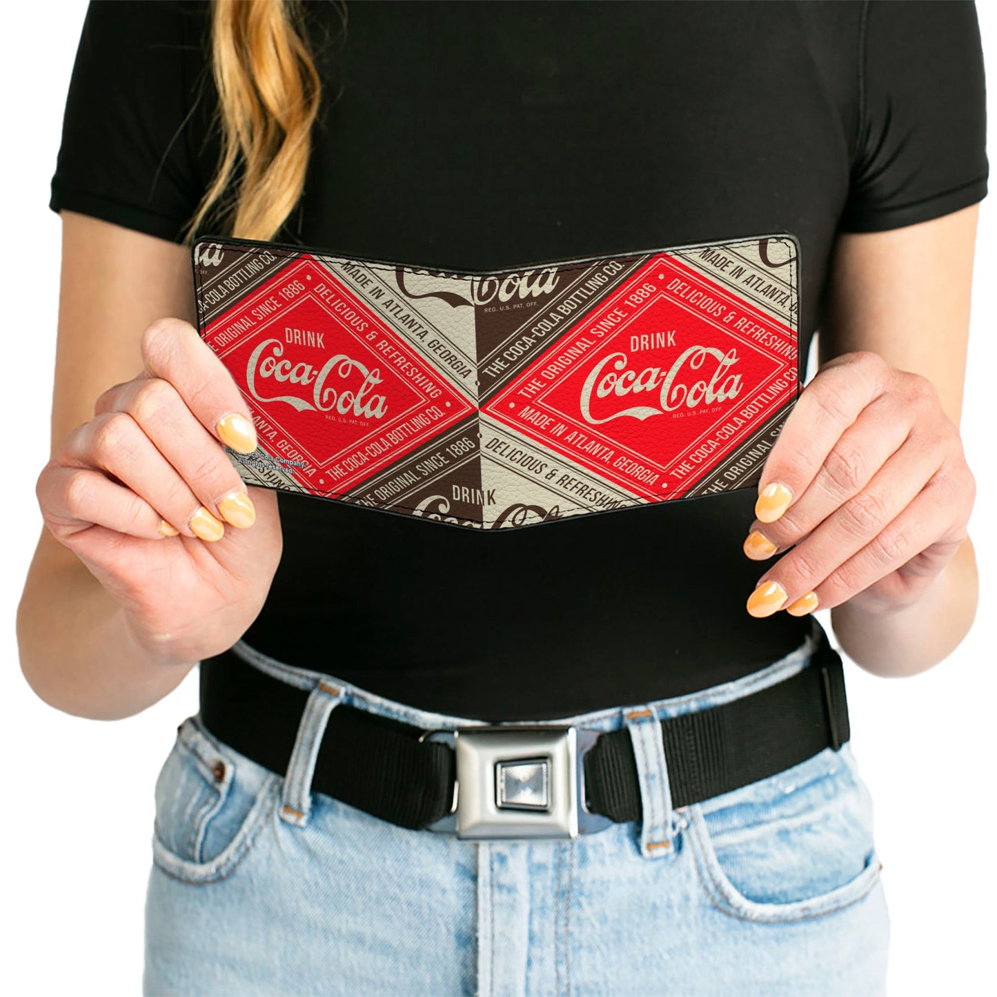 Bi-Fold Wallet - DRINK COCA-COLA DELICIOUS & REFRESHING Blocks Red/Brown/White