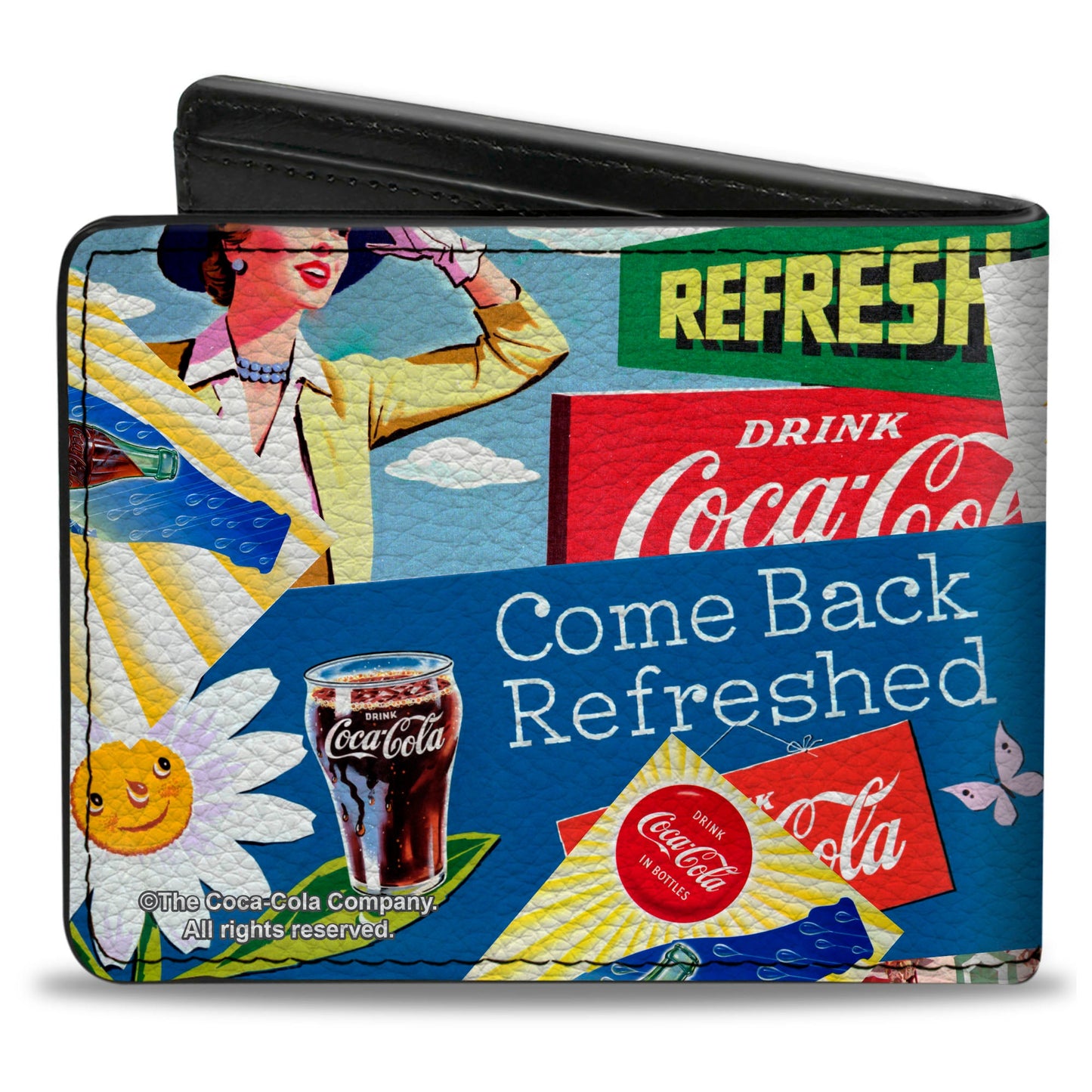 Bi-Fold Wallet - Vintage Coca-Cola COME BACK REFRESHED Ads and Icons Collage