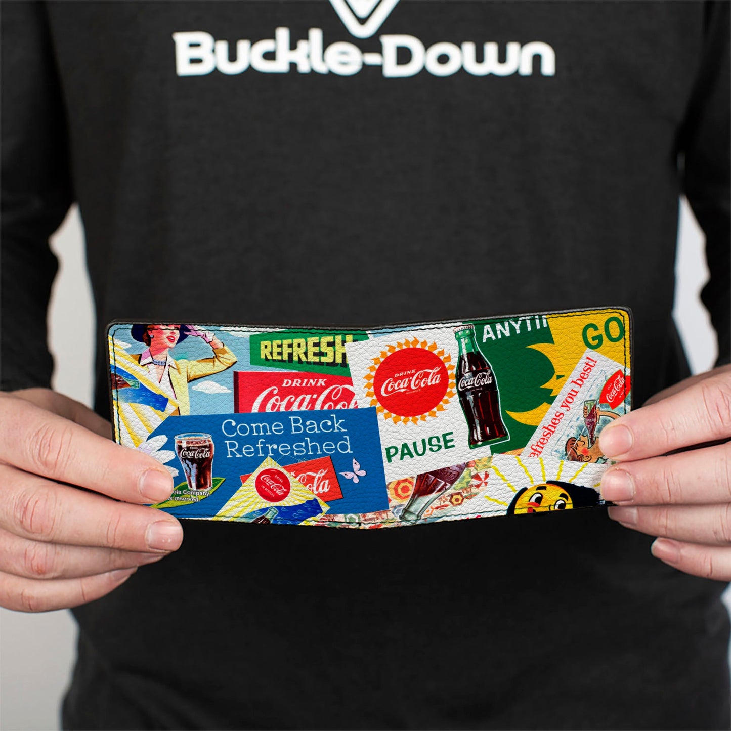 Bi-Fold Wallet - Vintage Coca-Cola COME BACK REFRESHED Ads and Icons Collage
