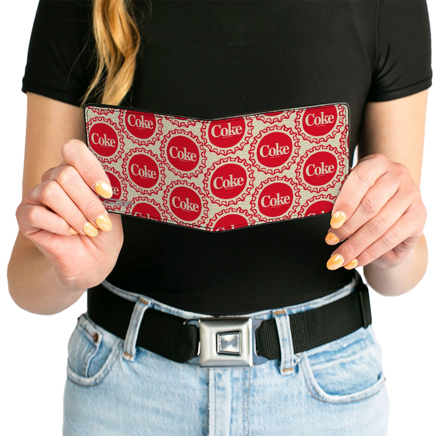 Bi-Fold Wallet - Coca-Cola COKE Bottle Caps Collage White/Red