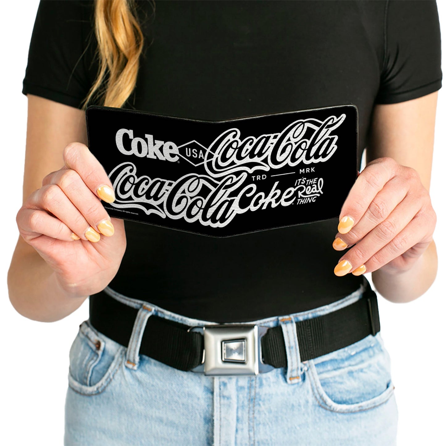 Bi-Fold Wallet - COCA-COLA COKE Typography IT'S THE REAL THING Black/White