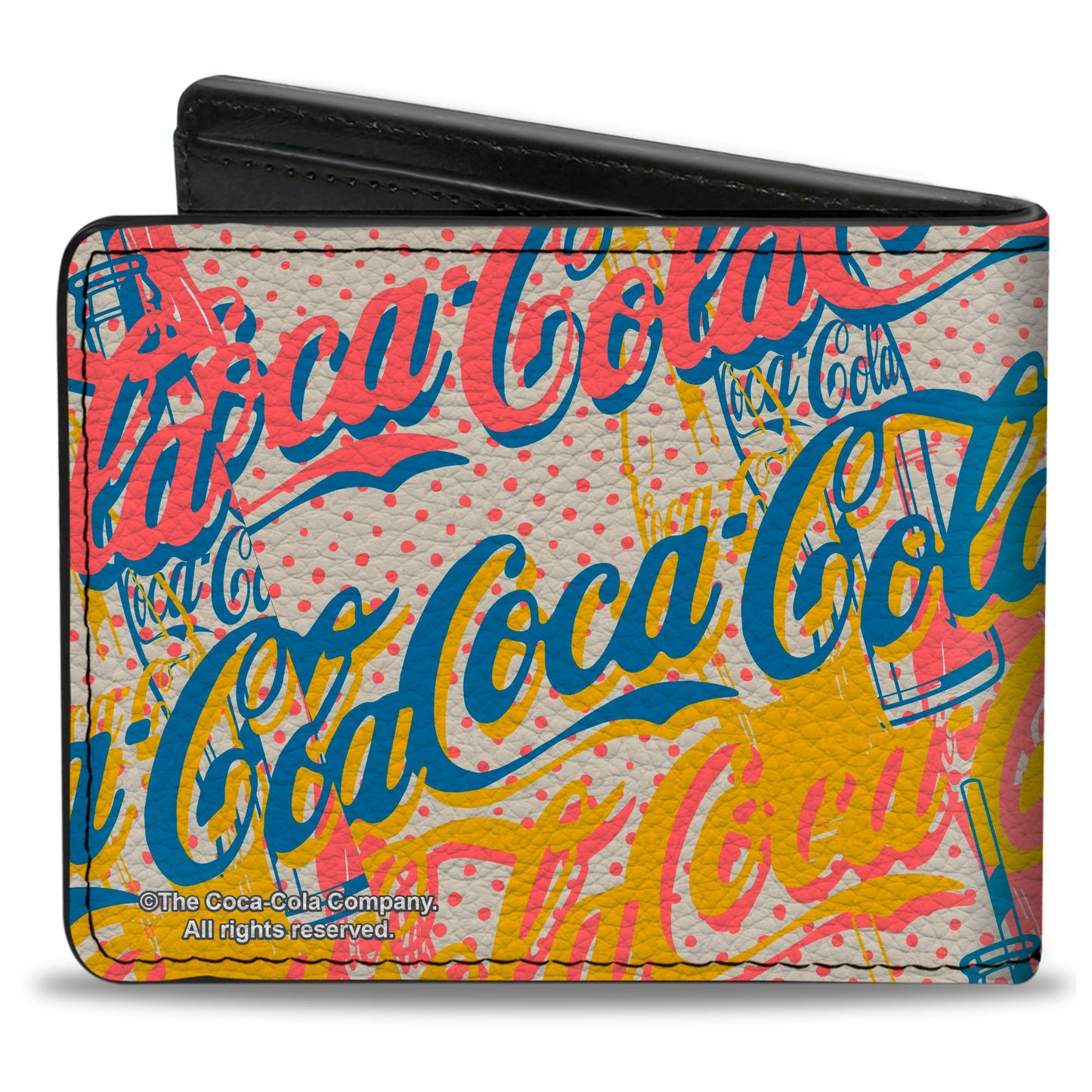 Bi-Fold Wallet - COCA-COLA Script Logo Stacked Pop Art White/Multi Pastel