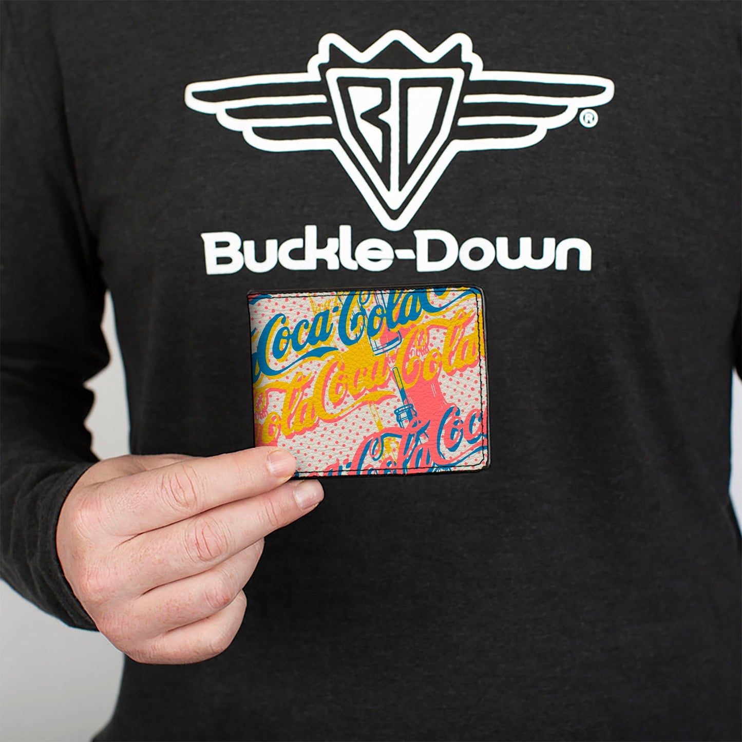 Bi-Fold Wallet - COCA-COLA Script Logo Stacked Pop Art White/Multi Pastel