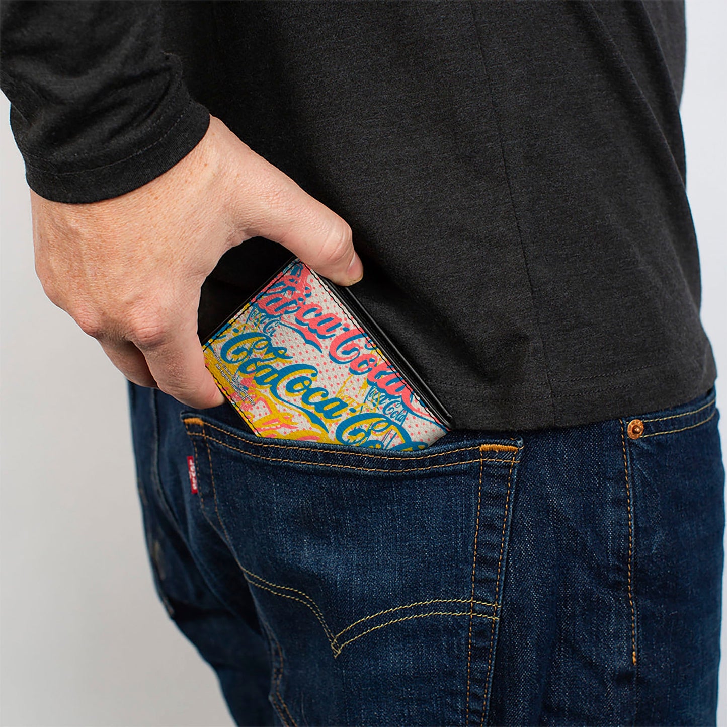 Bi-Fold Wallet - COCA-COLA Script Logo Stacked Pop Art White/Multi Pastel
