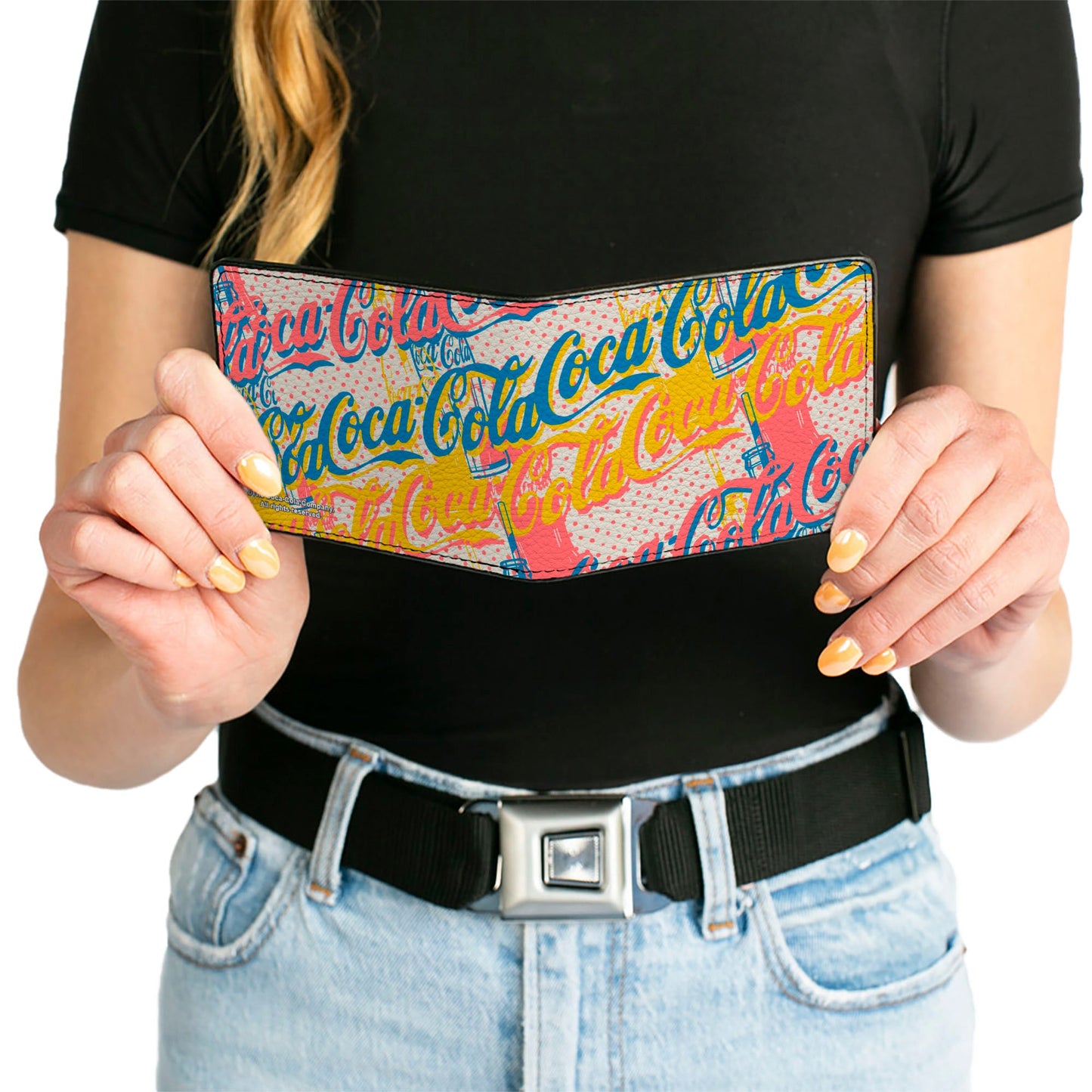 Bi-Fold Wallet - COCA-COLA Script Logo Stacked Pop Art White/Multi Pastel