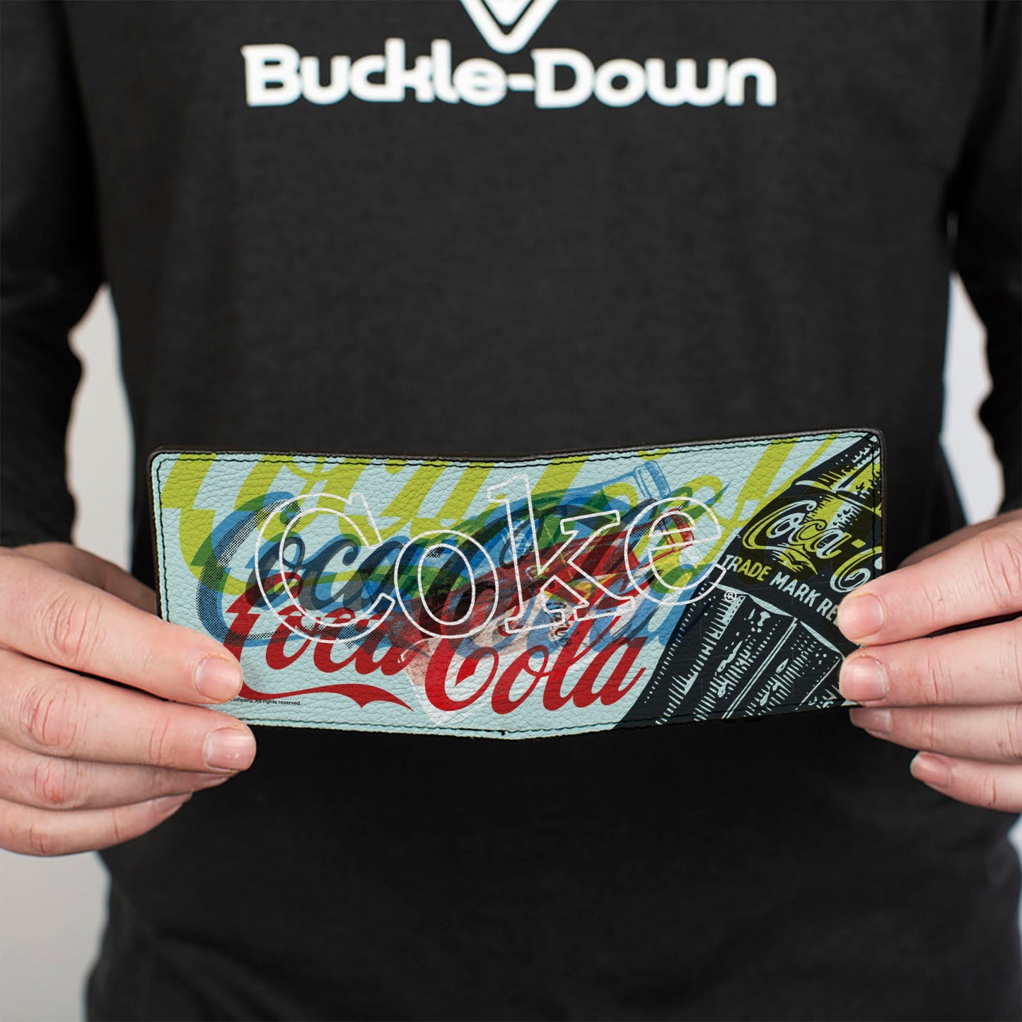 Bi-Fold Wallet - COCA-COLA COKE Logos and Bottle Pop Art White/Multi Color