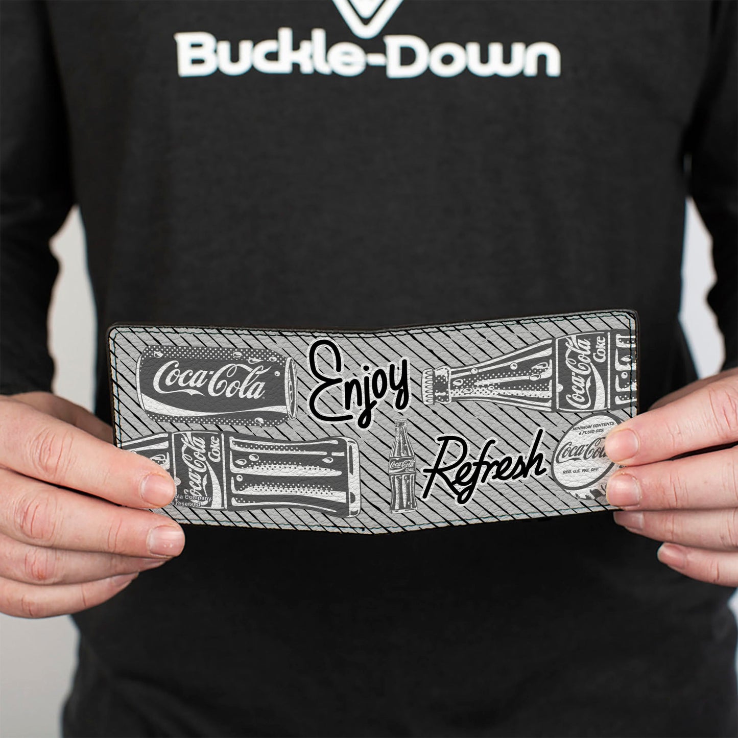 Bi-Fold Wallet - Coca-Cola ENJOY REFRESH Can and Bottle Grays/White/Black